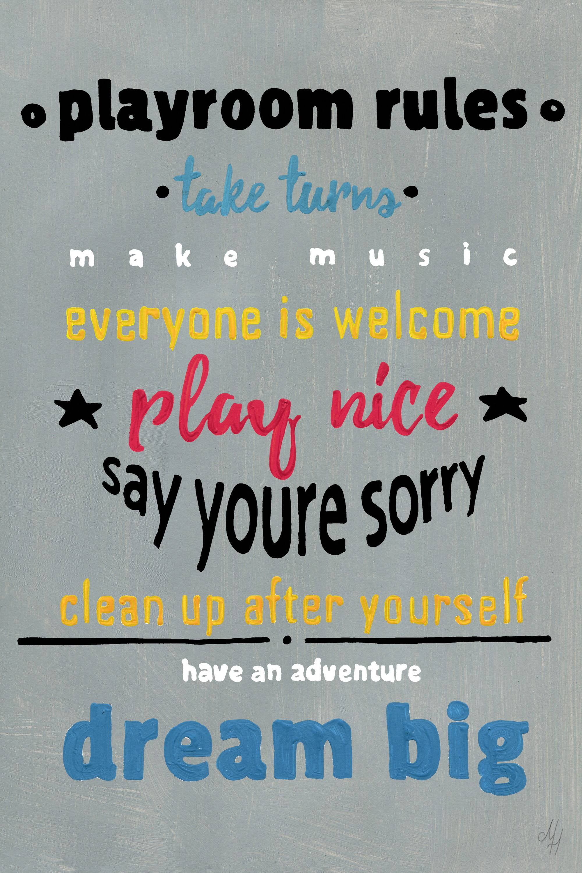 Marmont Hill Gray Playroom Rules Canvas Wall Art