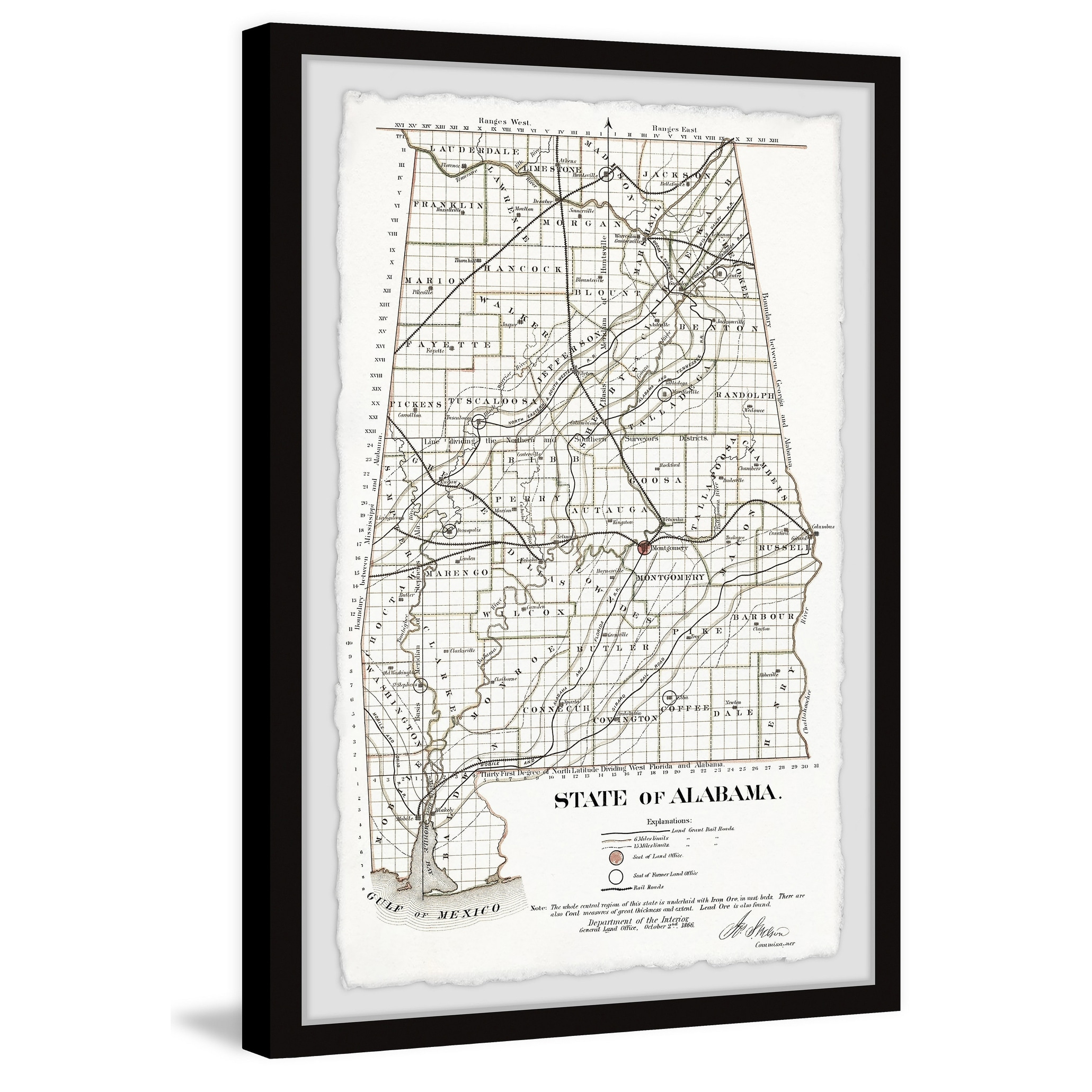Marmont Hill Inc. 'Gray Alabama State' Framed Painting Print 8 x 12
