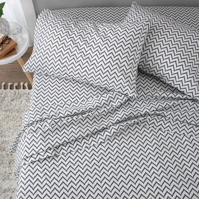 Martex 225 Thread Count Cotton Rich Twin XL Sheet Set - Soft, Durable, Wrinkle Resistant (3pc), Chevron