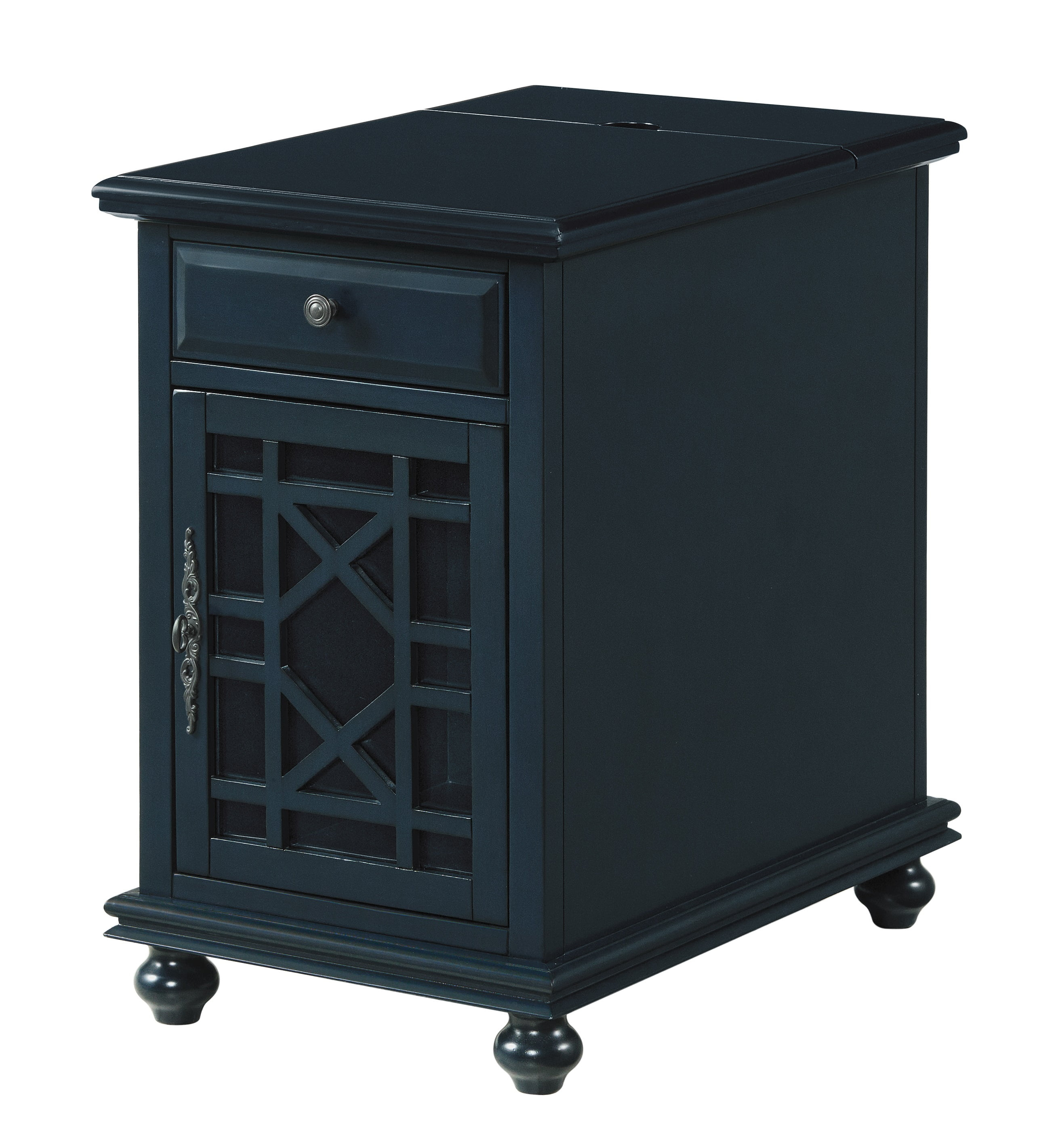 Martin Svensson Home Elegant Chairside Table with Power Catalina Blue