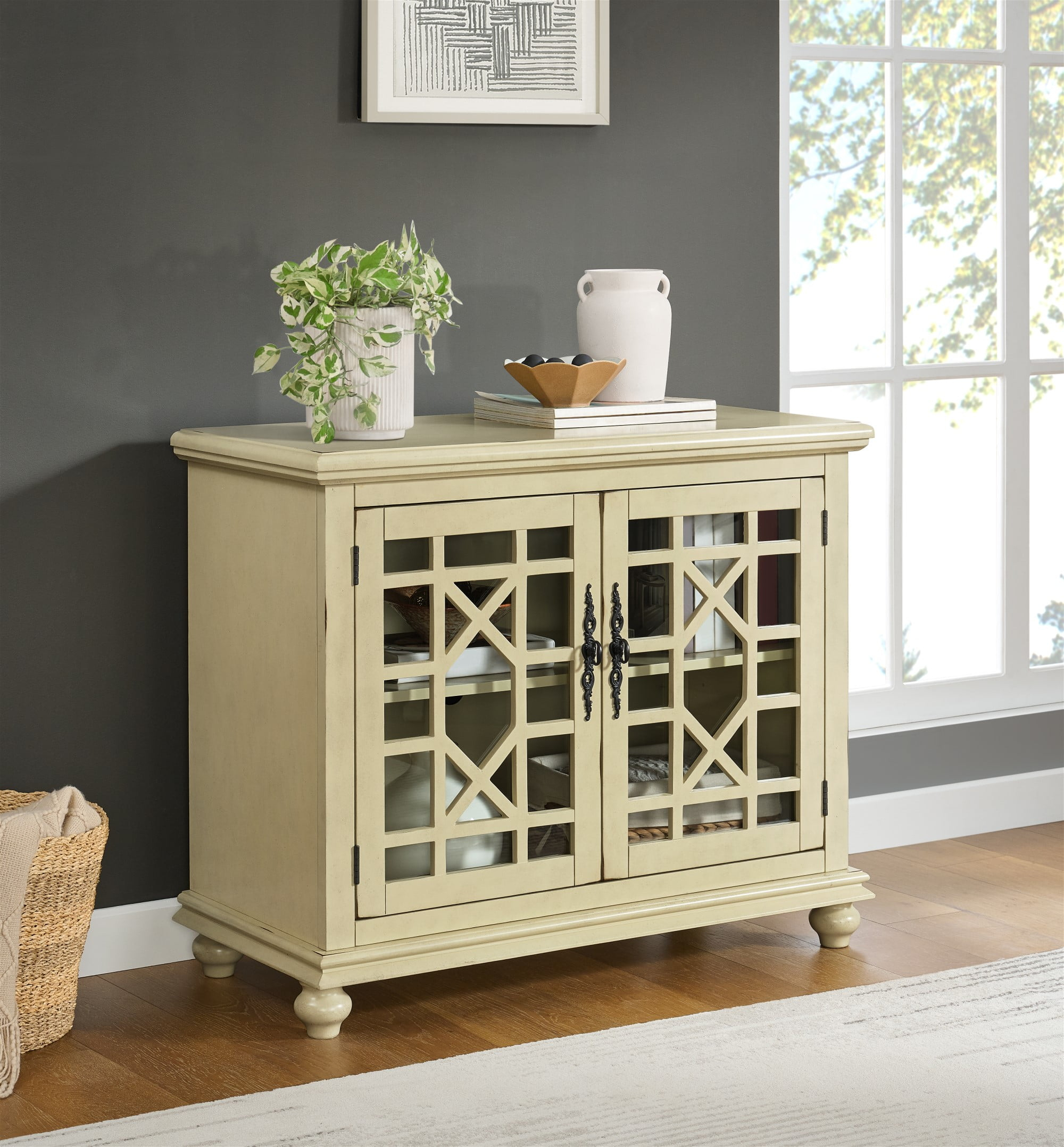 Martin Svensson Home Elegant Small Spaces TV Stand, Antique Cream White