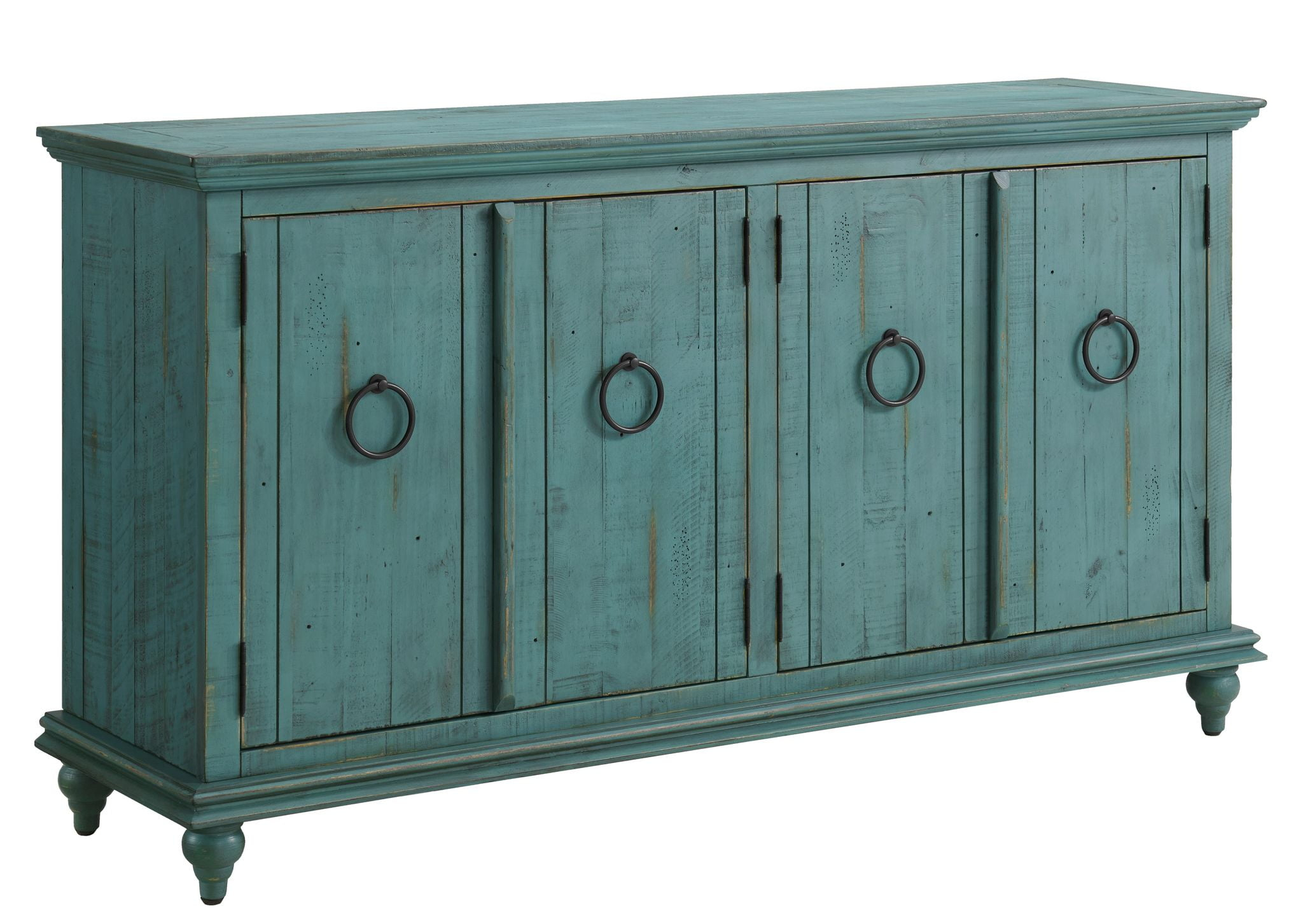 Martin Svensson Home Garden District Solid Wood TV Stand for TVs up to 70", Rustic Turquoise