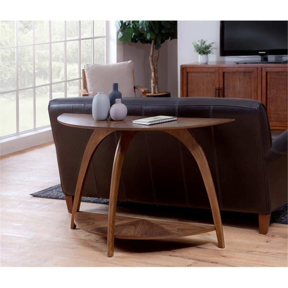 Martin Svensson Home LAX Half-Moon Wood Sofa Console Table in Warm Nutmeg Brown