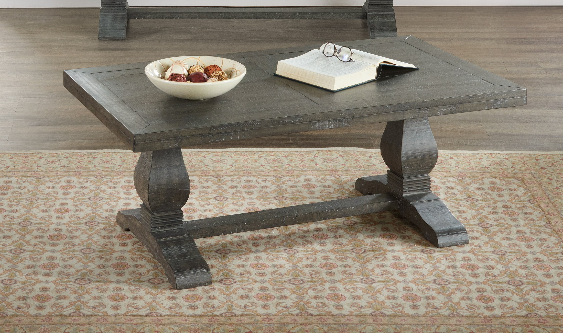 Martin Svensson Home Napa Pedestal Solid Wood Coffee Table, Grey