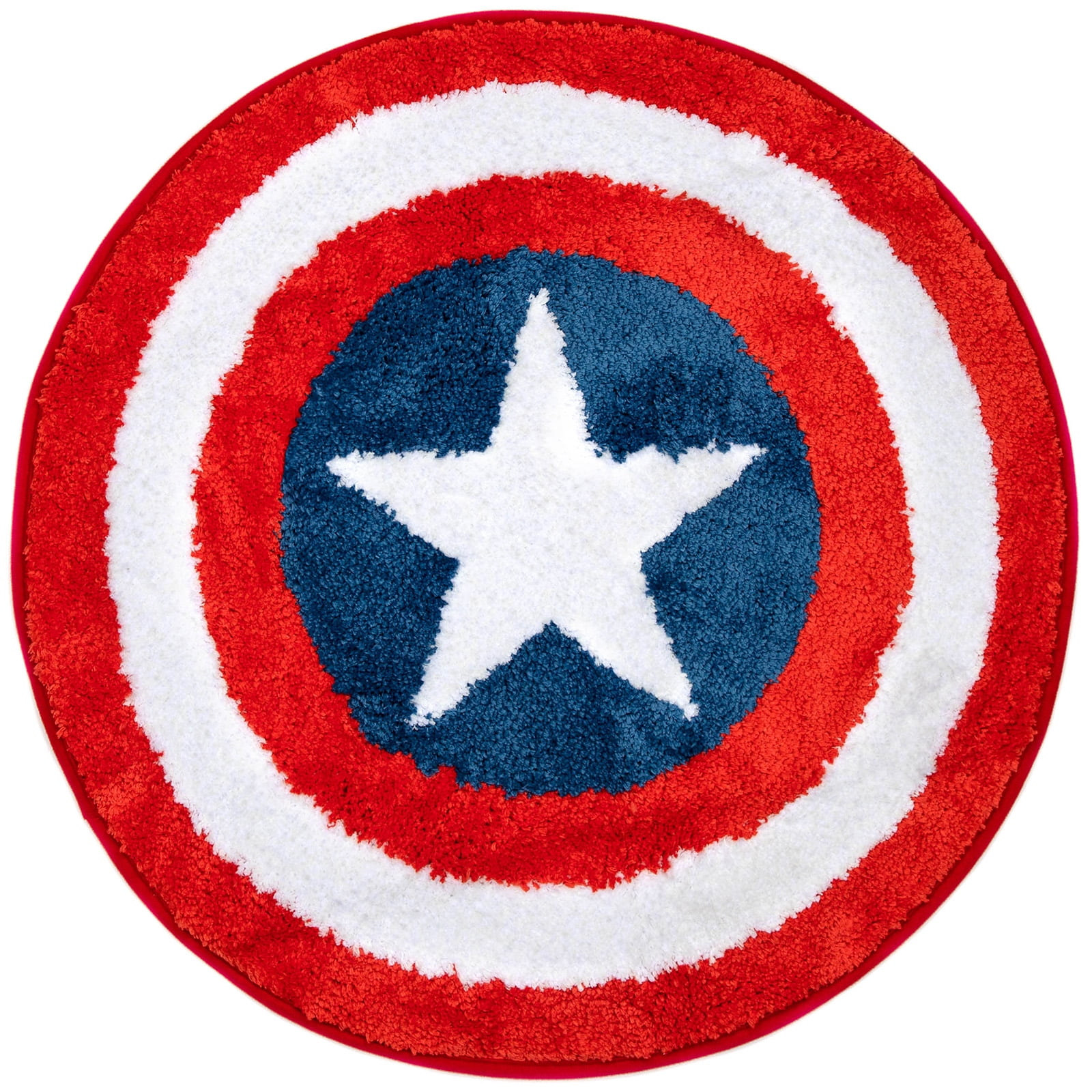 Marvel Avengers Captain America Shield 20"x30" 1 Pack Red, White and Blue Bath Rug, 100% Microfiber