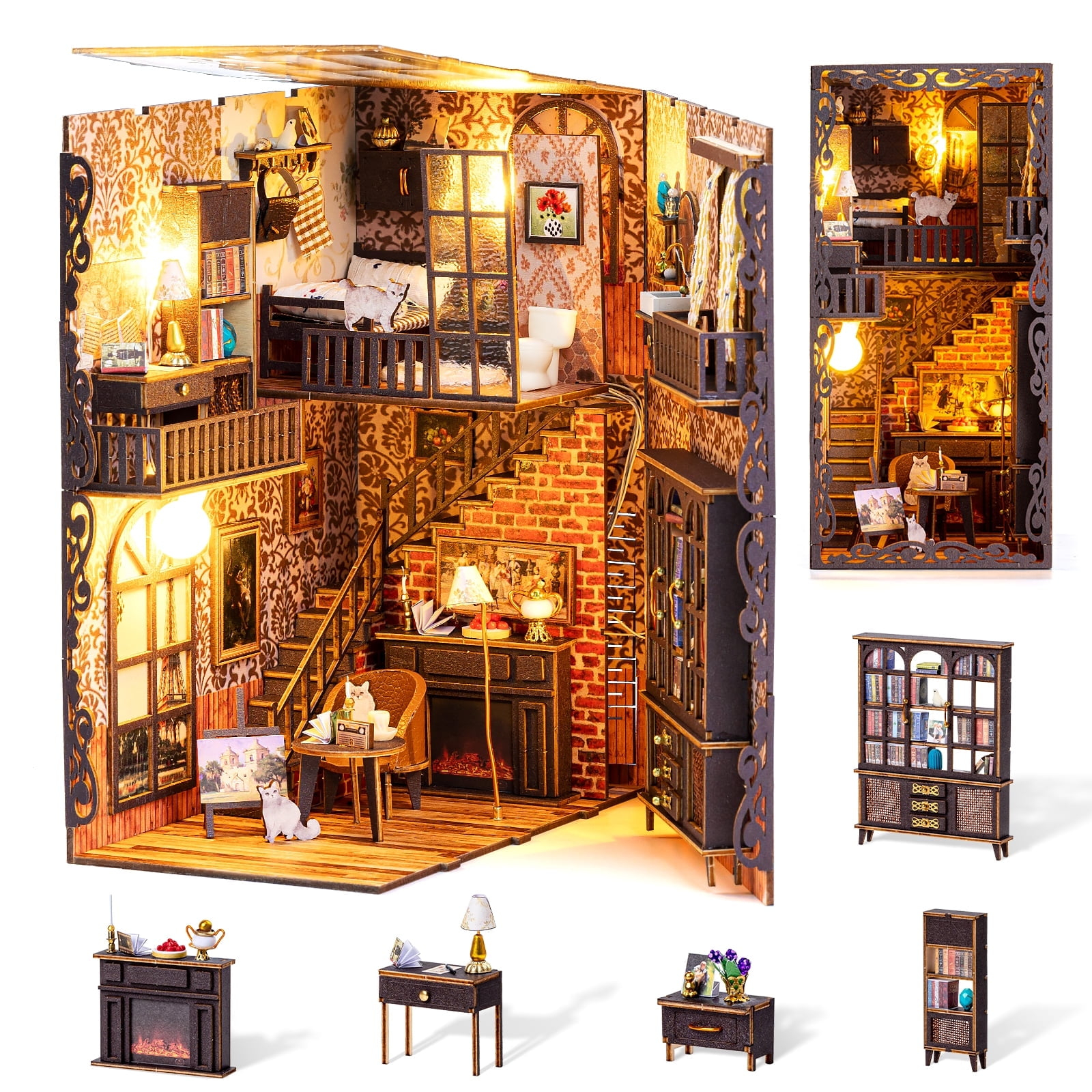 Marycele Book Nook Kit for Adults Teens, 3D Puzzles Bookshelf Decor