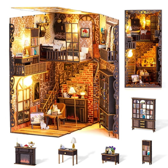 Marycele Book Nook Kit for Adults Teens, 3D Puzzles Bookshelf Decor