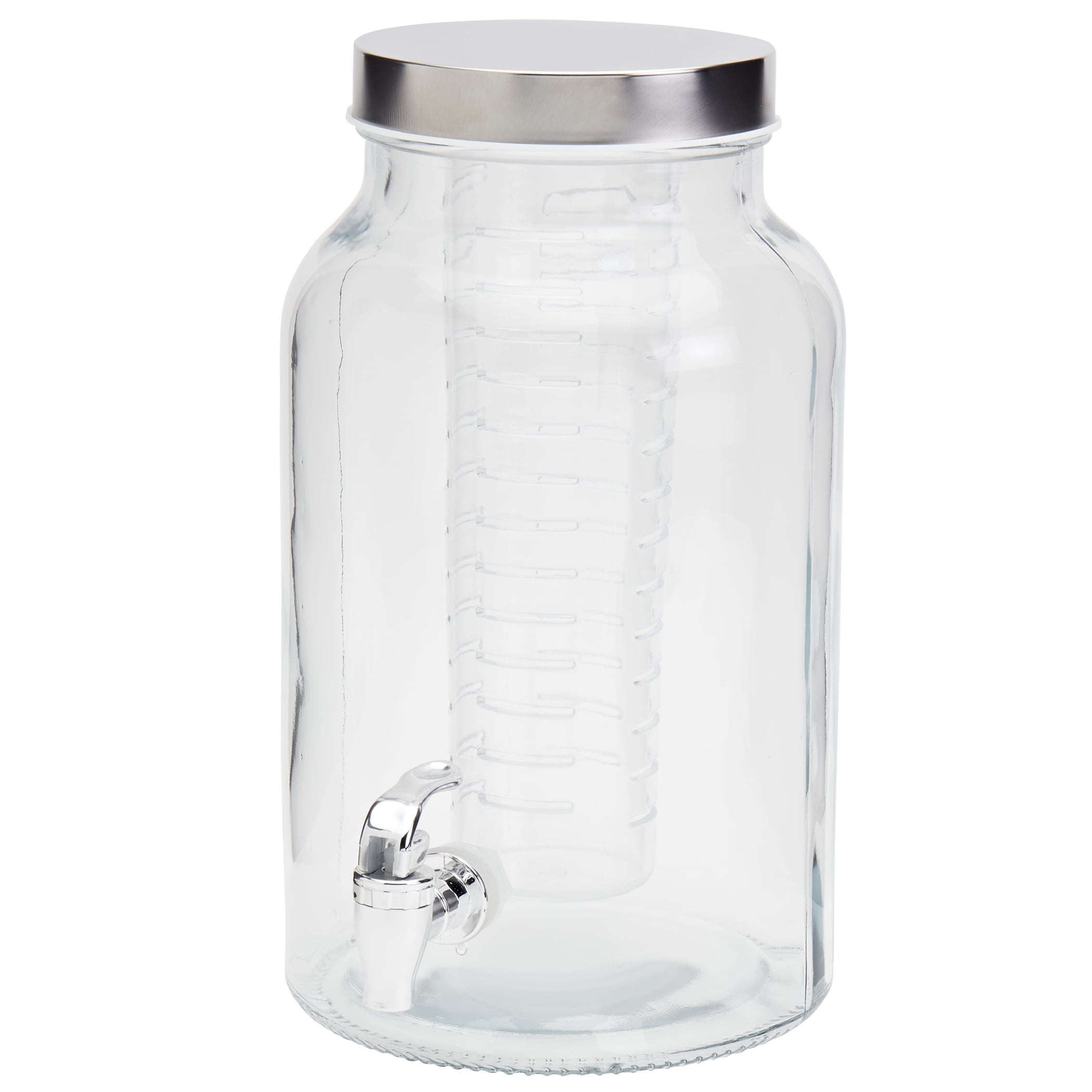 Mason Craft & More 1.5 Gallon Glass Drink Dispenser with Infuser and Stainless Steel Lid for Lemonade Water BPA Free