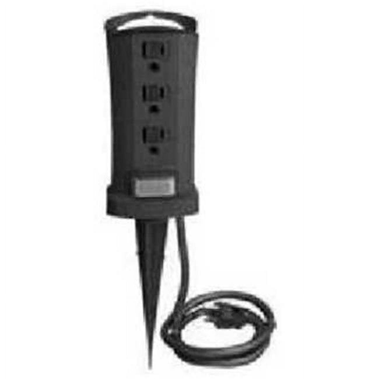 Master Electrician Outdoor Power Stake, 3-Outlet, Green, 6-Ft. Cord
