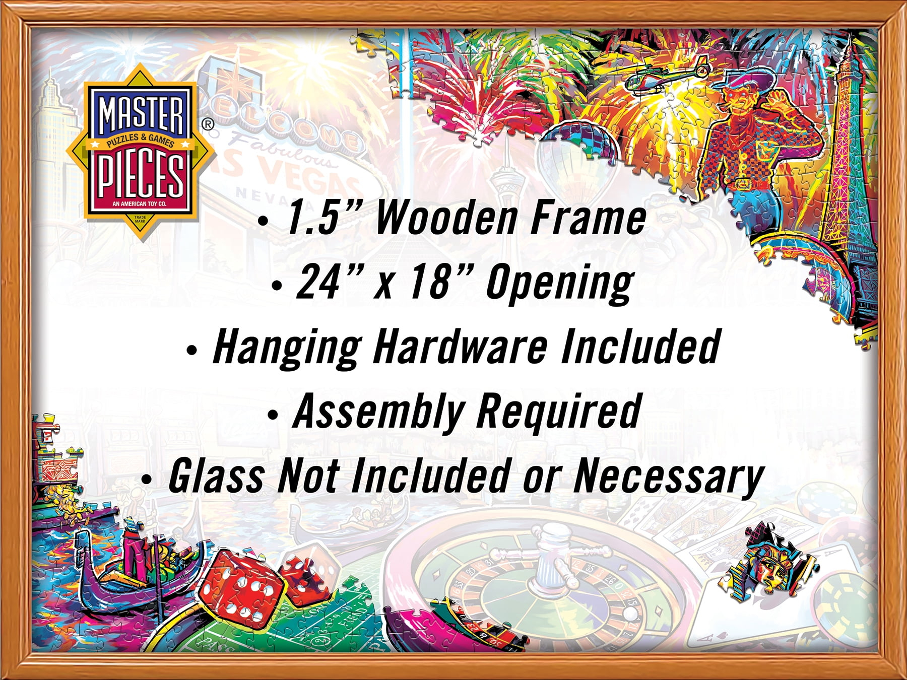 MasterPieces Puzzle Accessories - Natural Wood 300 to 750 Piece Puzzle Frame, 18"x24"