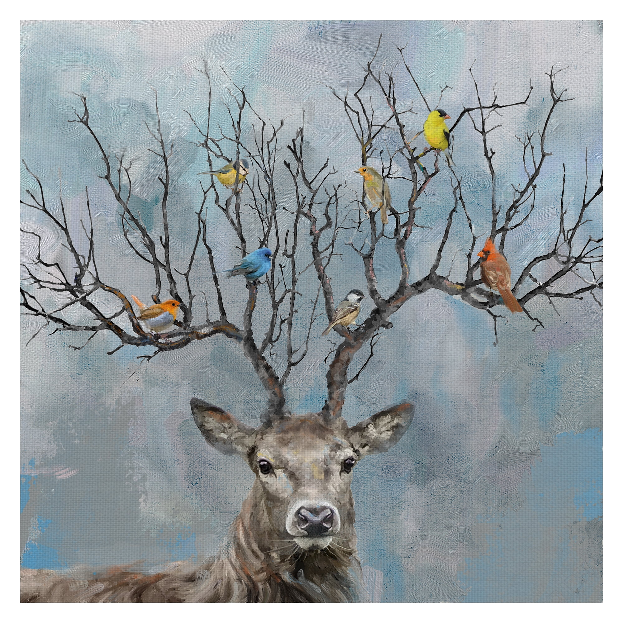 Masterpiece Art Gallery Nearest & Dearest Birds, Deer By Studio Arts Canvas Art Print 35" x 35"