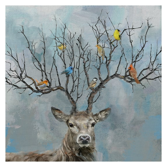 Masterpiece Art Gallery Nearest & Dearest Birds, Deer By Studio Arts Canvas Art Print 35" x 35"