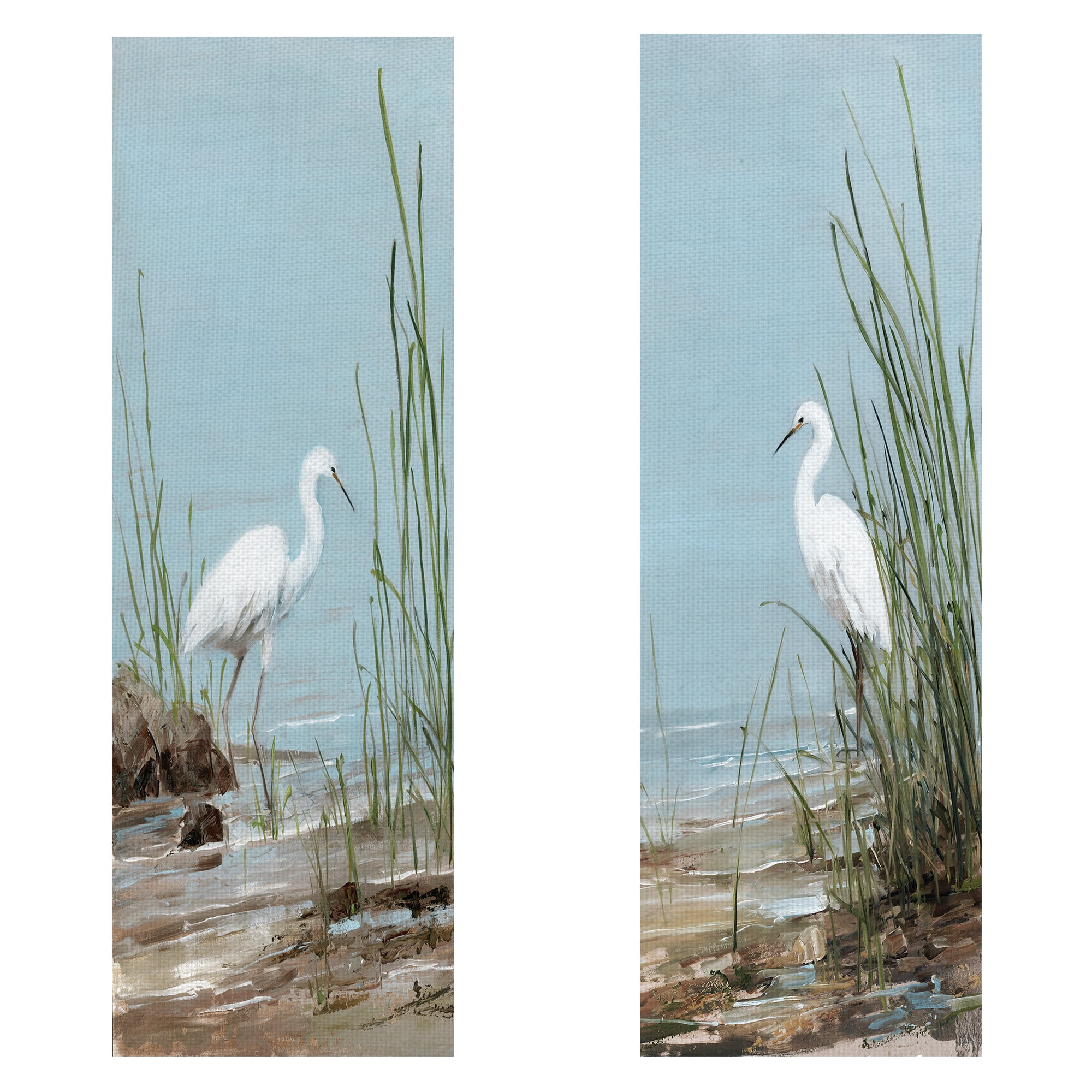 Masterpiece Art Gallery White Shorebird I & II by Sally Swatland Canvas Art Set of 2 (12" x 36")