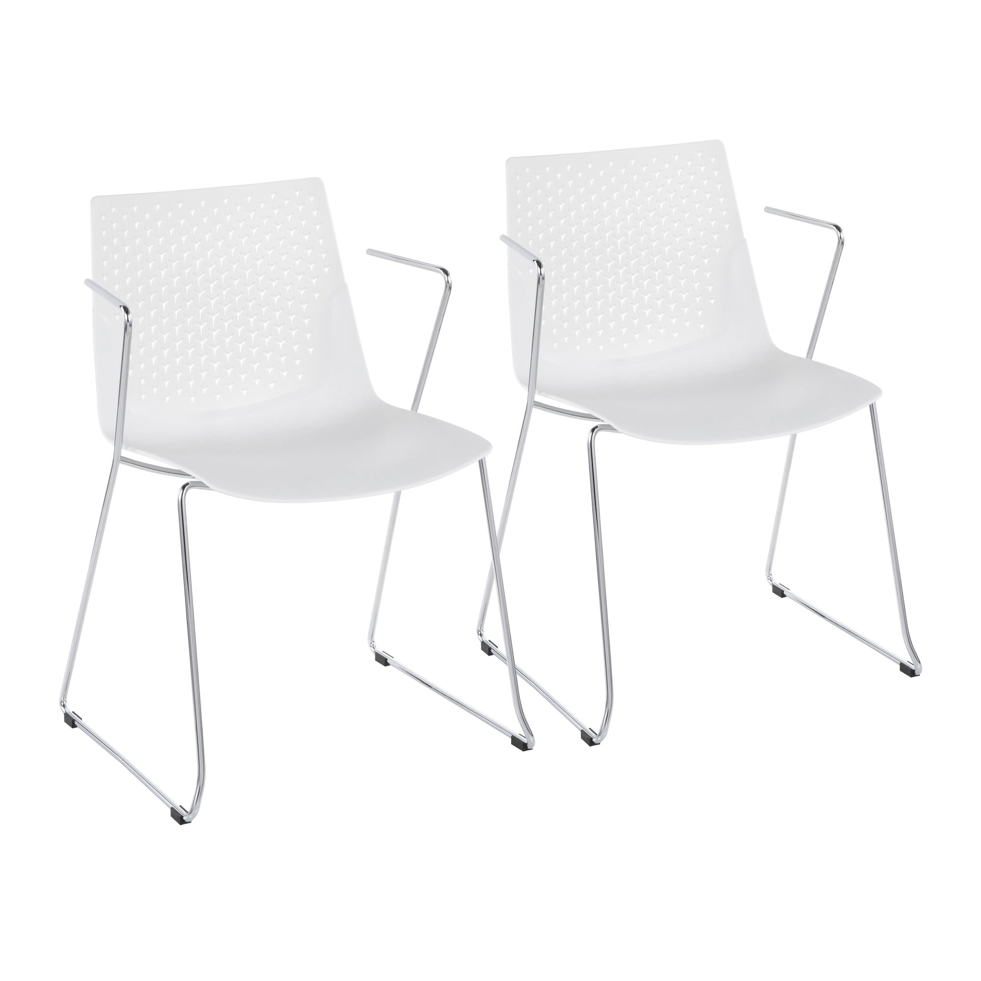 Wrought Studio™ Matcha Contemporary Chair in Chrome and White by LumiSource - Set of 2