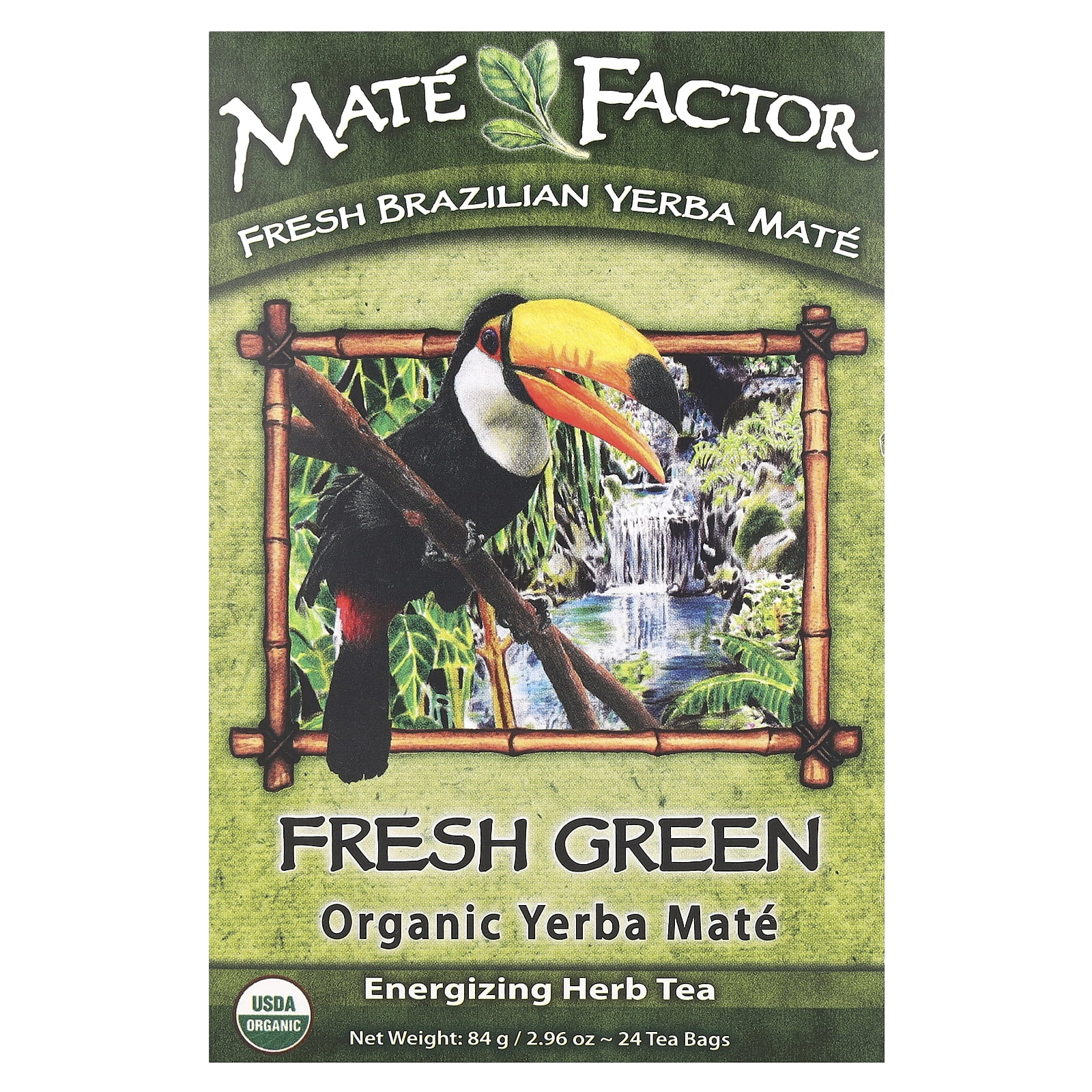 Mate Factor Fresh Green Organic Yerba Mate - Case of 6 - 24 Bags