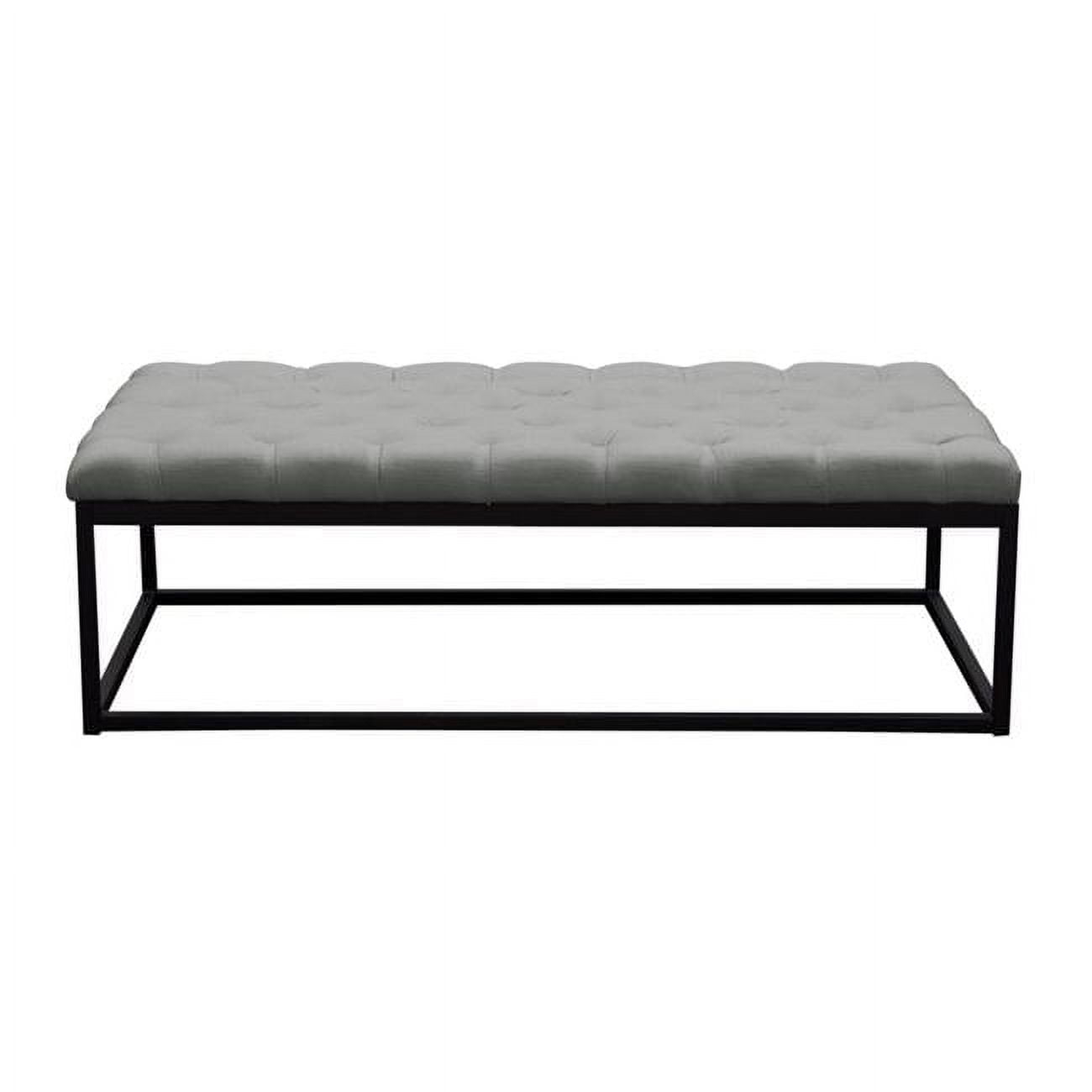 Mateo Black Powder Coat Metal Large Linen Tufted Bench by Diamond Sofa - Grey