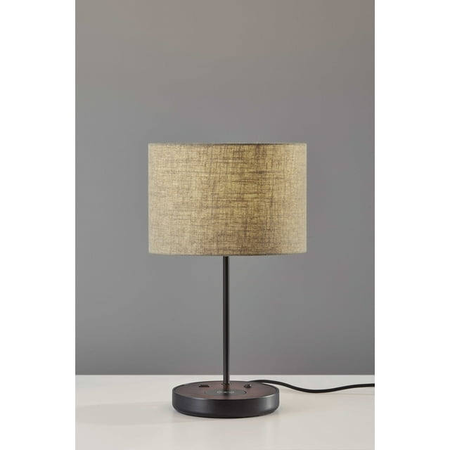 Matte Black Metal Wood Wireless Charging Table Lamp