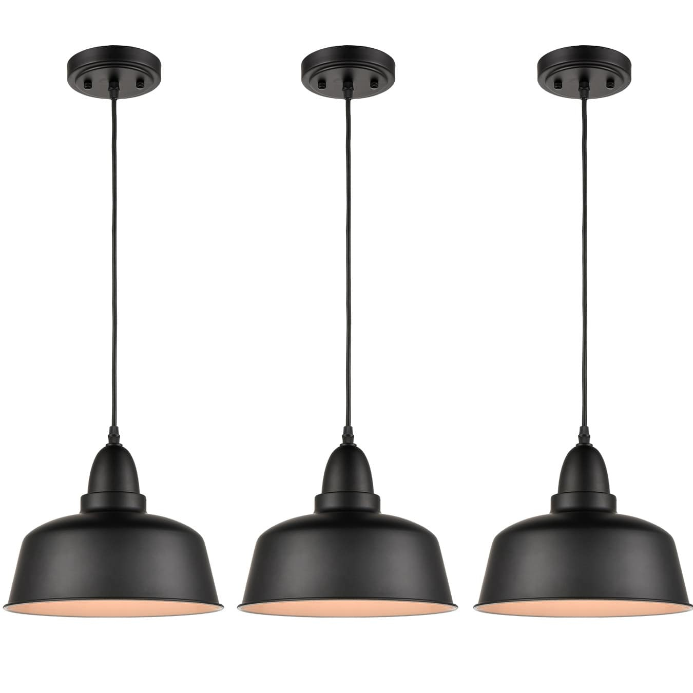 Matte Black Pendant Light 3 Pack Industrial Pendant