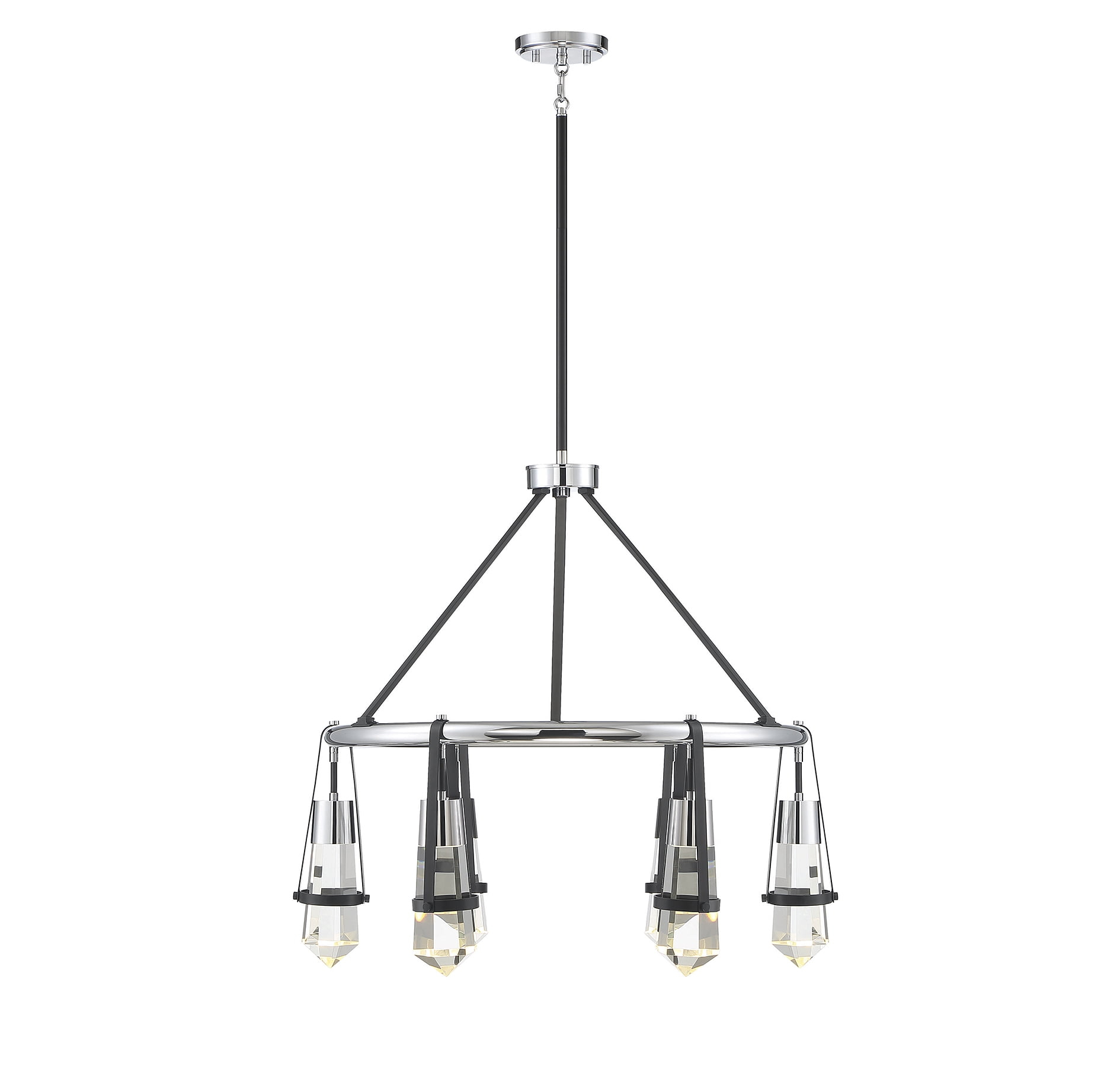 Matte Black with Polished Chrome Accents LED Chandelier from the Denali Collection