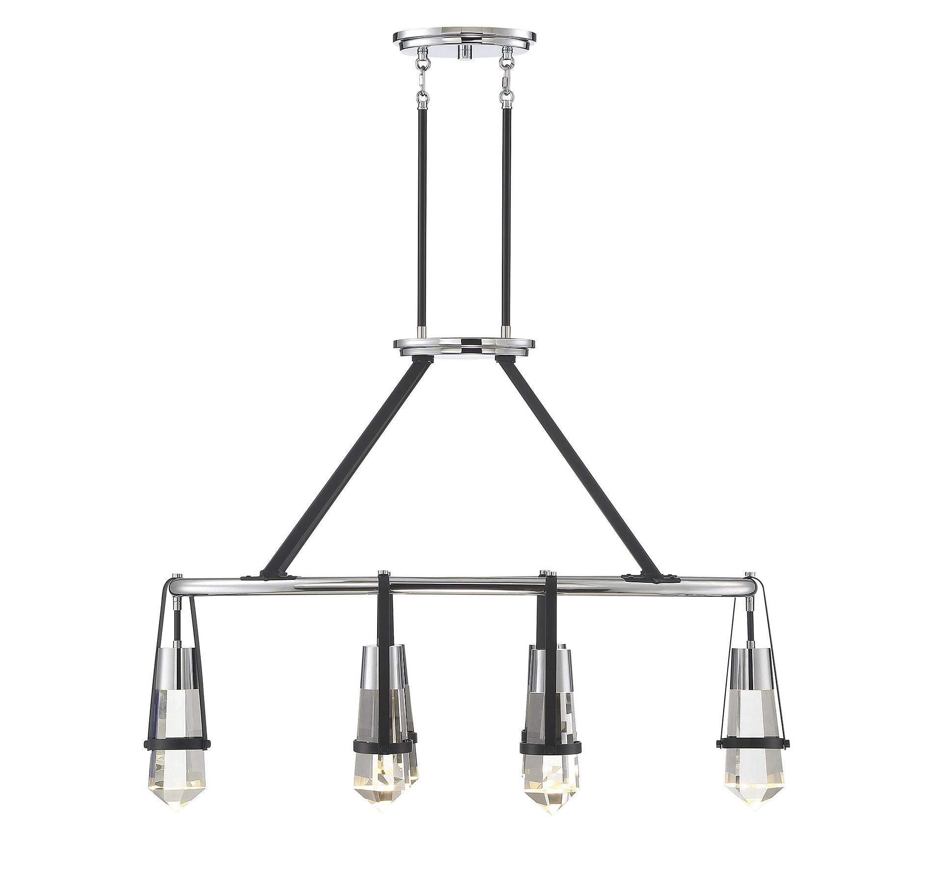 Matte Black with Polished Chrome Accents LED Linear Chandelier from the Denali Collection