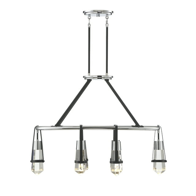 Matte Black with Polished Chrome Accents LED Linear Chandelier from the Denali Collection