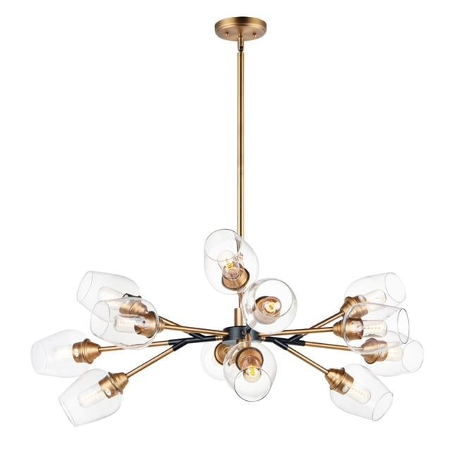Maxim Lighting Savvy 12 - Light Chandelier in  Antique Brass/Black