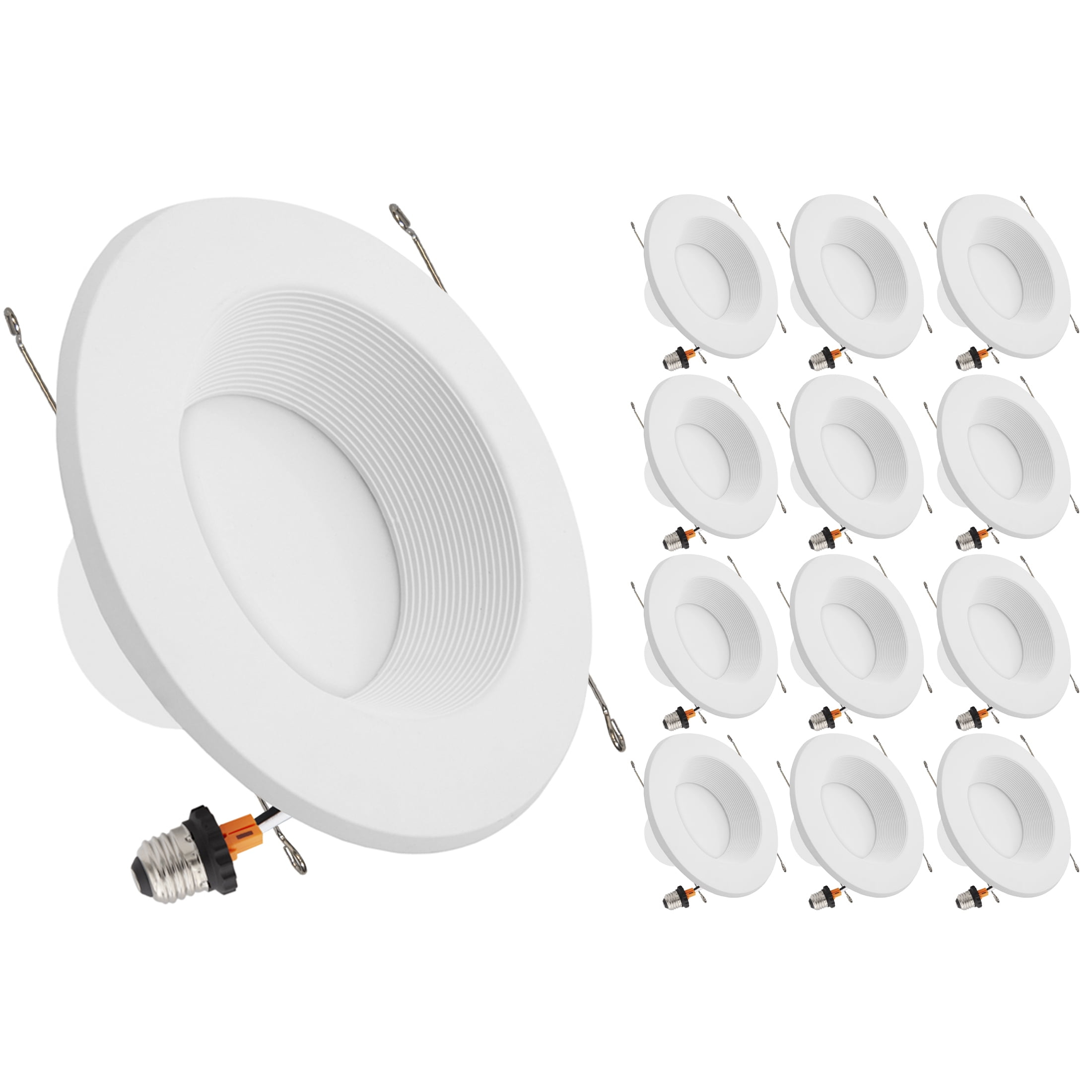 Maxxima 12 Pack 5 in. & 6 in. 5 CCT Retrofit Recessed LED Downlight - 1300 Lumens, E-26 Quick Connect, Dimmable, Color Selectable 2700K-5000K (2700K/3000K/3500K/4000K/5000K), Ideal for Contractors