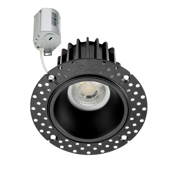 Maxxima 2 in. Trimless Slim Round Recessed Anti-Glare LED Downlight, Black, Canless IC Rated, 600 Lumens, 5 CCT 2700K-5000K