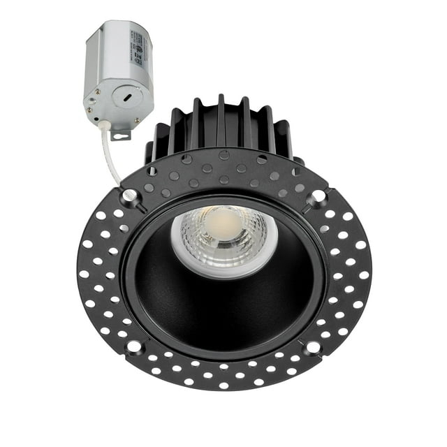 Maxxima 2 in. Trimless Slim Round Recessed Anti-Glare LED Downlight, Black, Canless IC Rated, 600 Lumens, 5 CCT 2700K-5000K