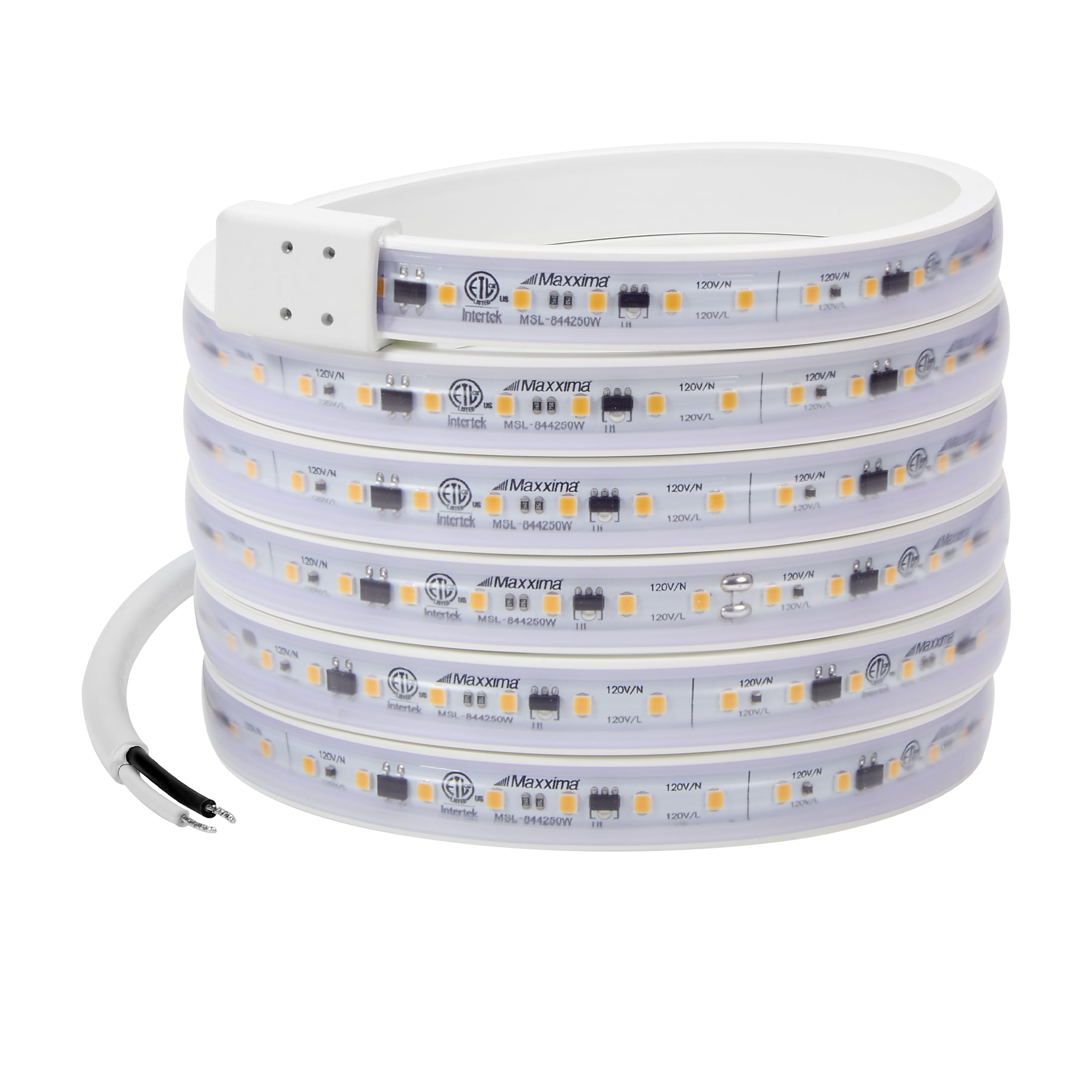 Maxxima 84 in. LED Under Cabinet Strip Light, Hardwired, 3220 Lumens, 3000K Warm White, 120V White Cove Light
