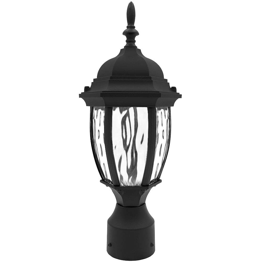 Maxxima LED Outdoor Post Light Pole Lantern with Water Glass, 900 Lumens, 3000K Warm White