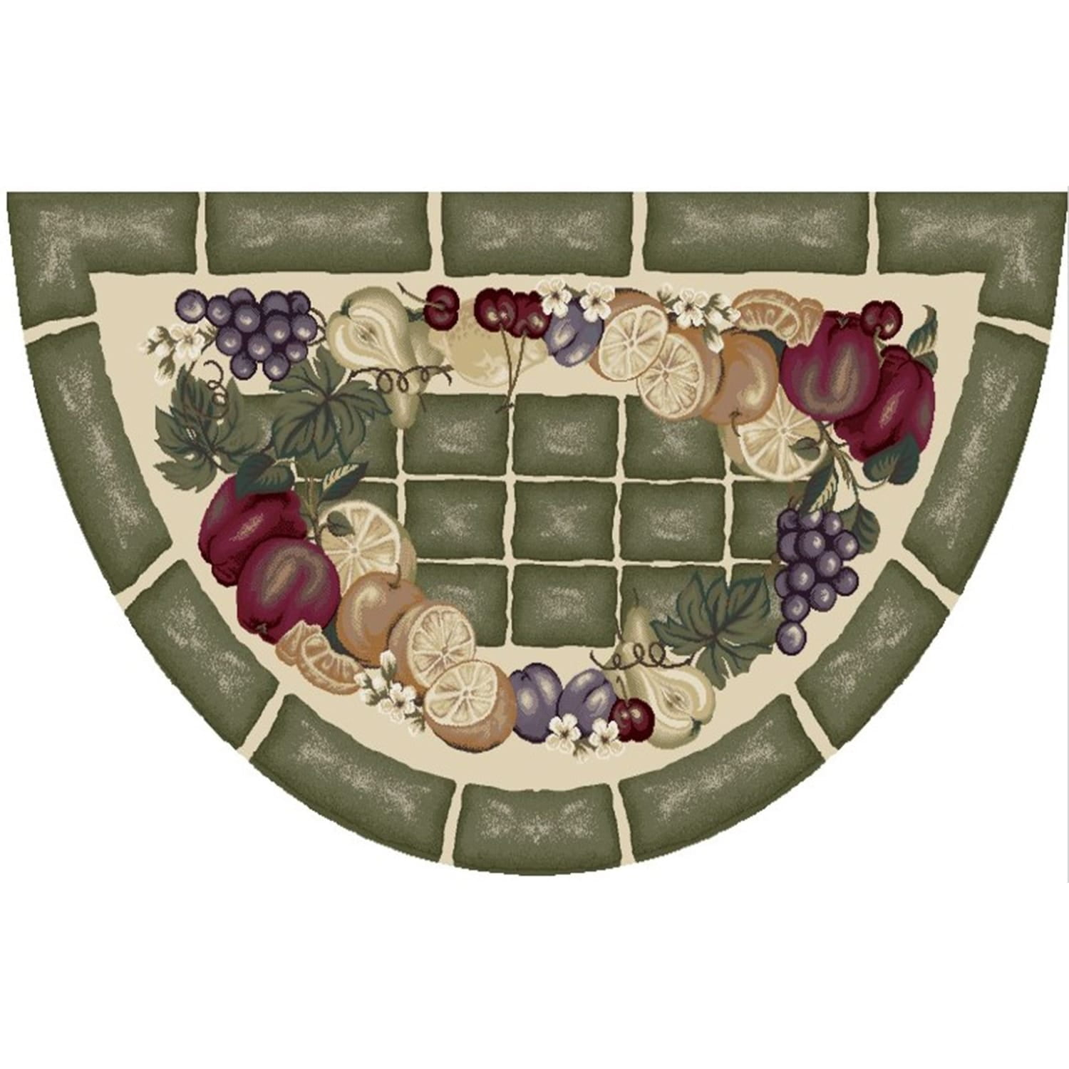 Mayberry Rug Cozy Cabin Fruitful Harvest Nylon Washable Accent Rug 19"x31" - Sage