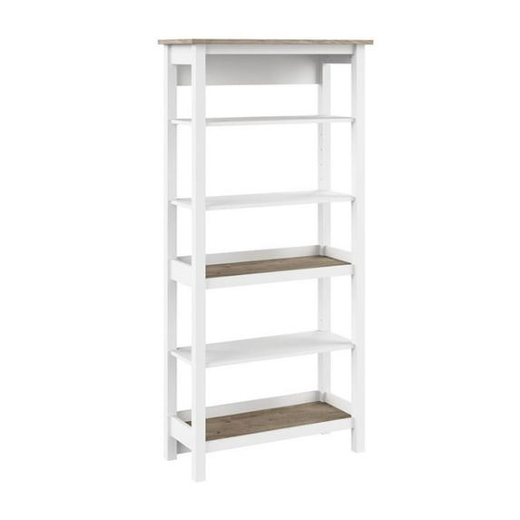 Mayfield Tall 5 Shelf Bookcase in Pure White and Shiplap Gray - Engineered Wood