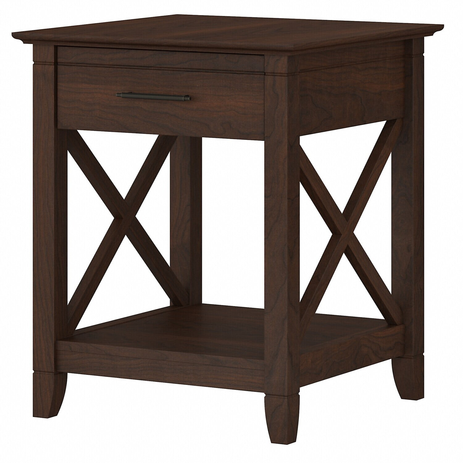 Bush Furniture Key West Nightstand with Drawer in Bing Cherry