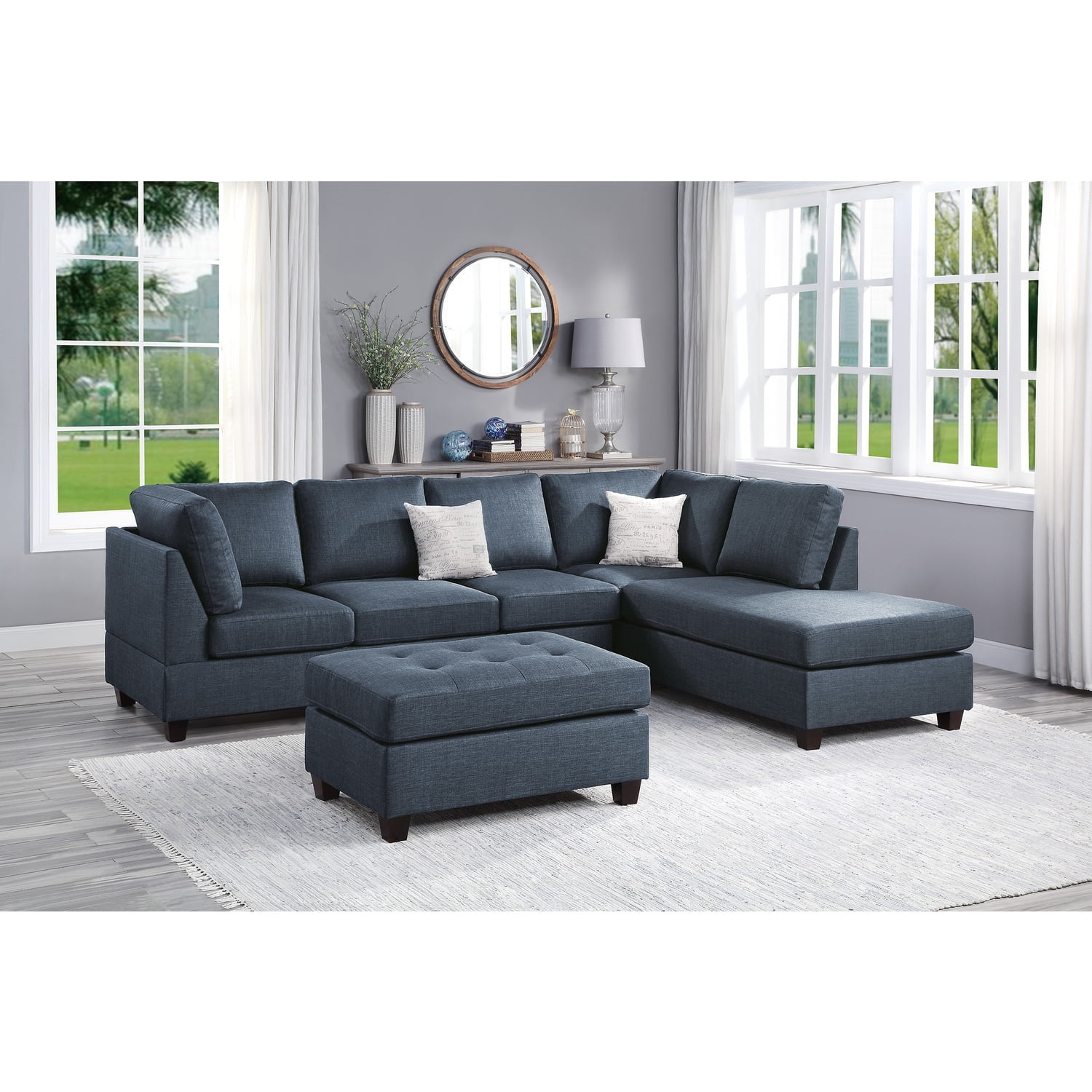 Poundex 3 - Piece Upholstered Sectional