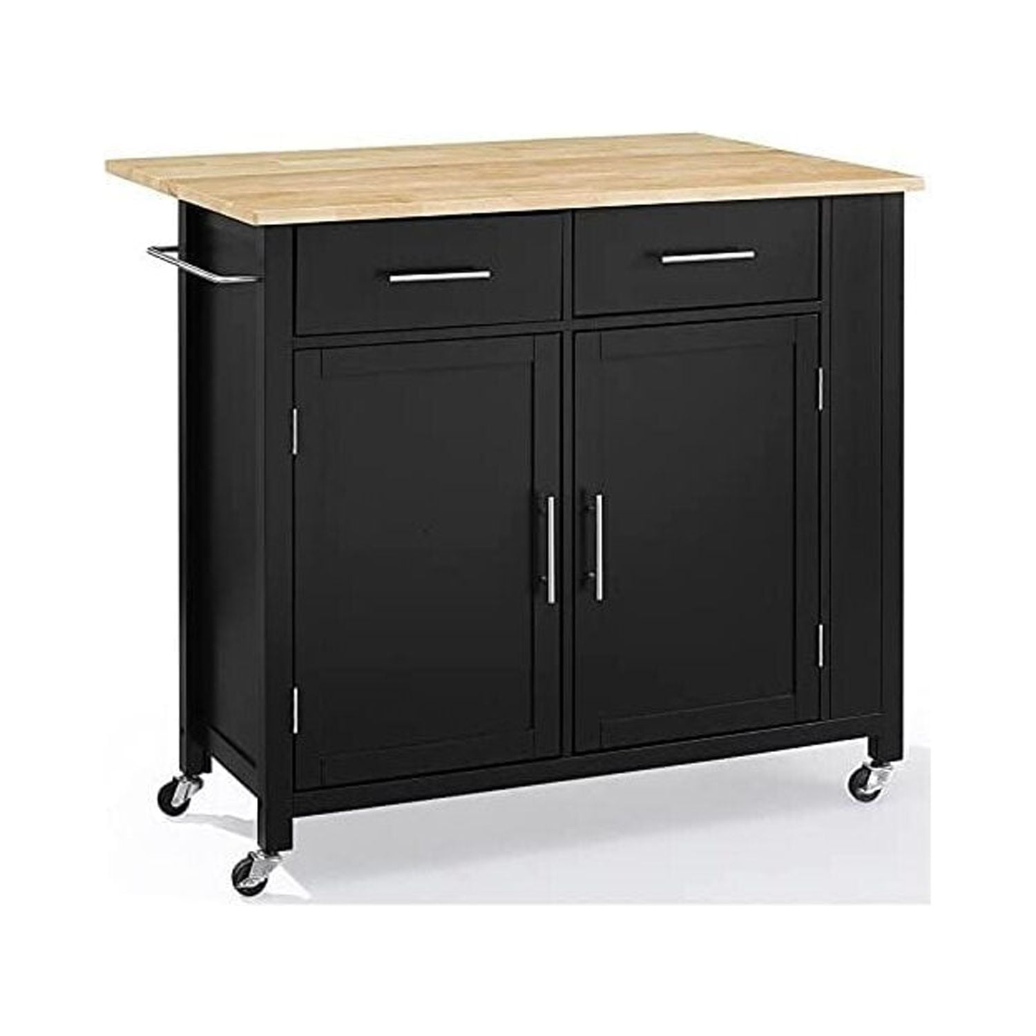 Crosley Furniture Savannah Wood Top Drop Leaf Kitchen Island/Cart in Black