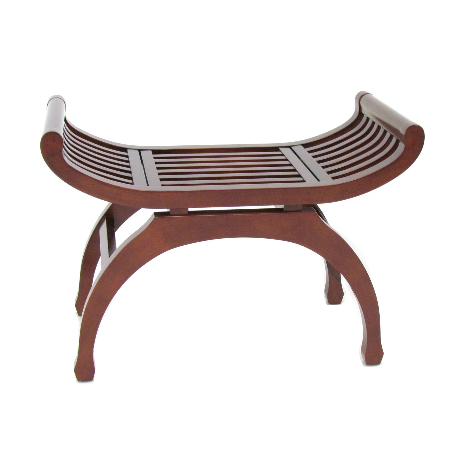 Maykoosh Curved Design Retro Renaissance Style Stool With Slatted Seating, Brown