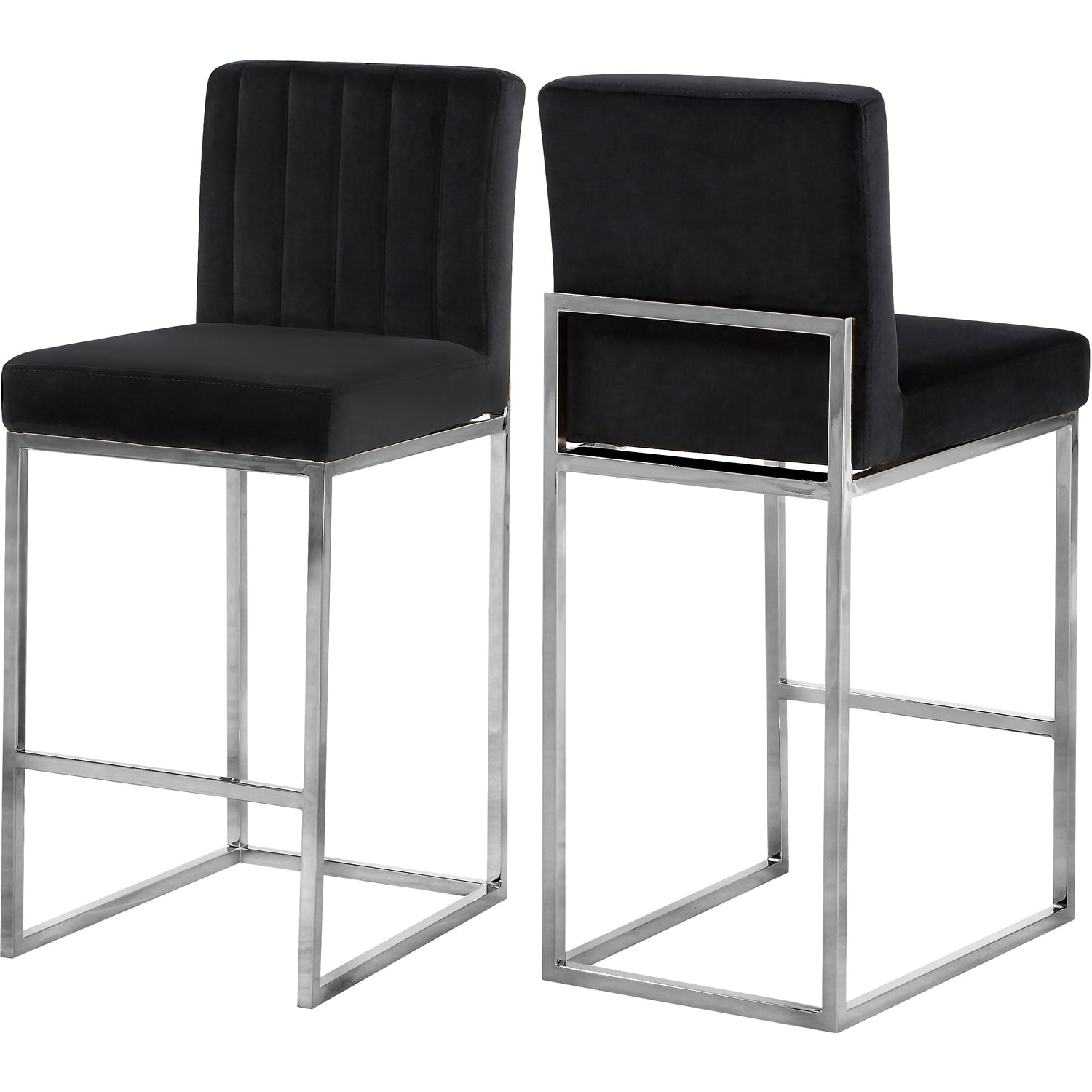 Meridian Furniture Giselle 26"H Velvet Counter Stool in Black
