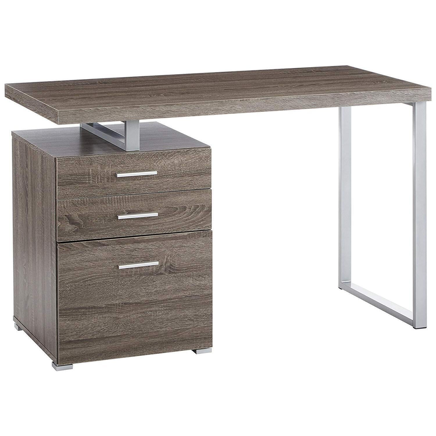 Benjara Modish Office Desk with File Drawer, Gray
