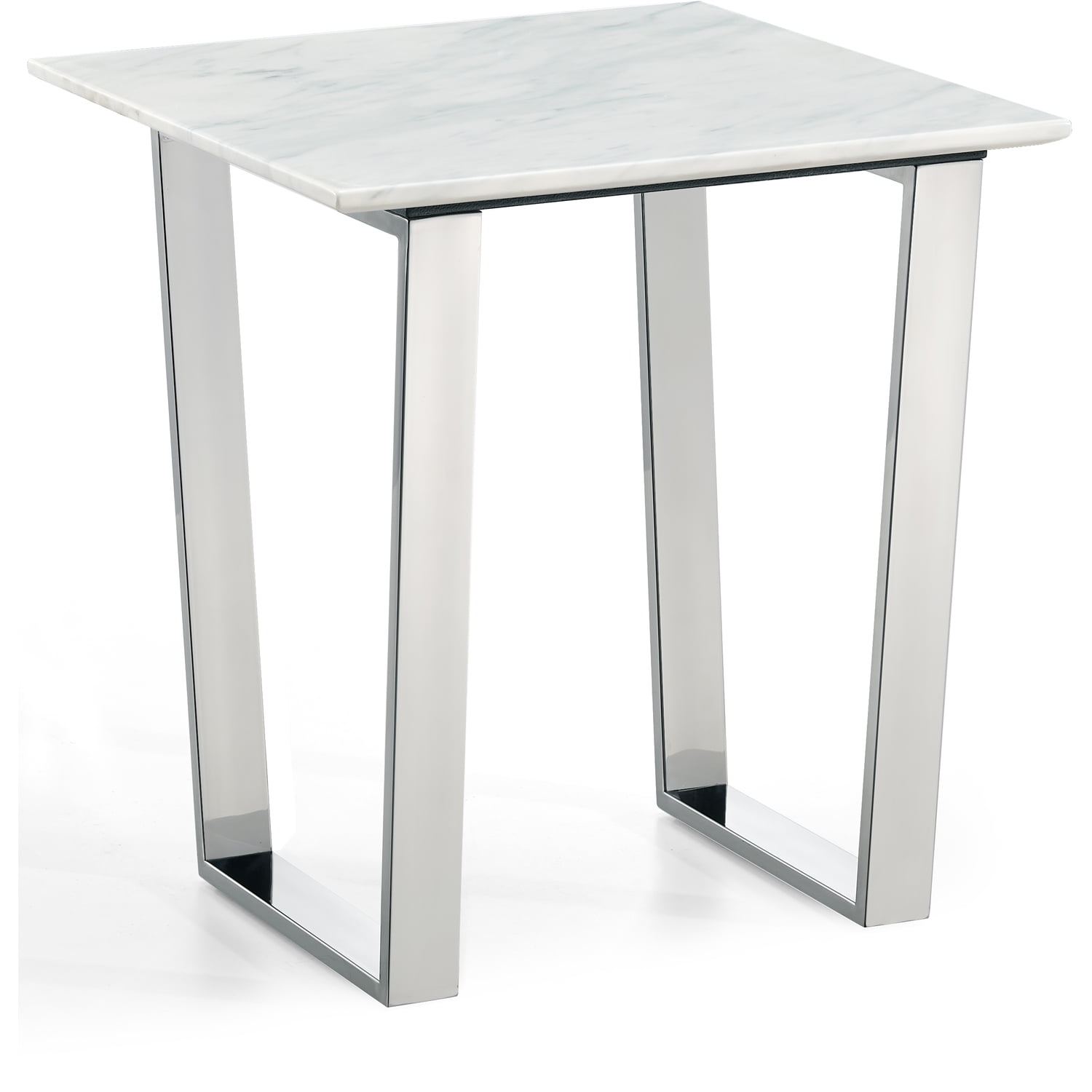 Meridian Furniture Carlton Contemporary Stone End Table in Chrome
