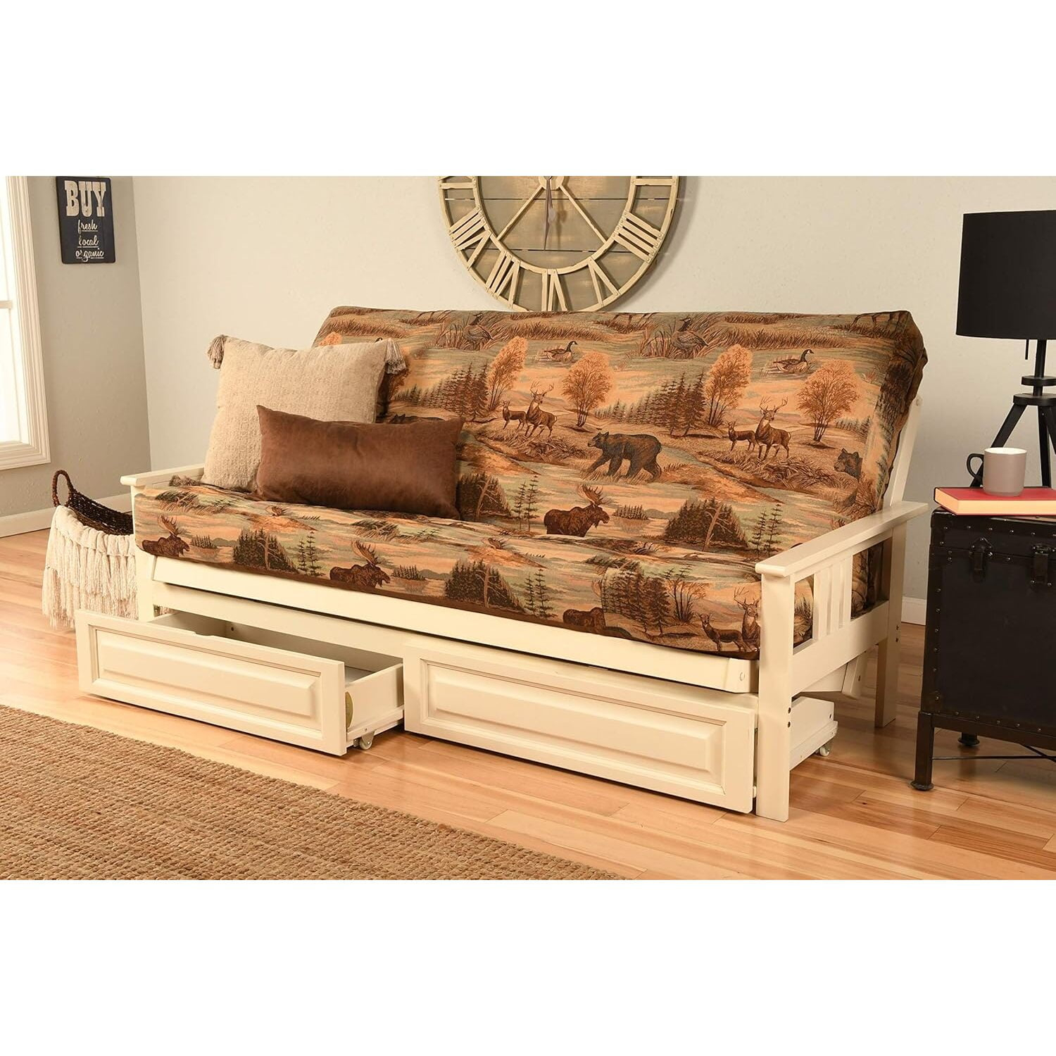 Kodiak Furniture Monterey Full Futon with Canadian Mattress in Light Brown/White