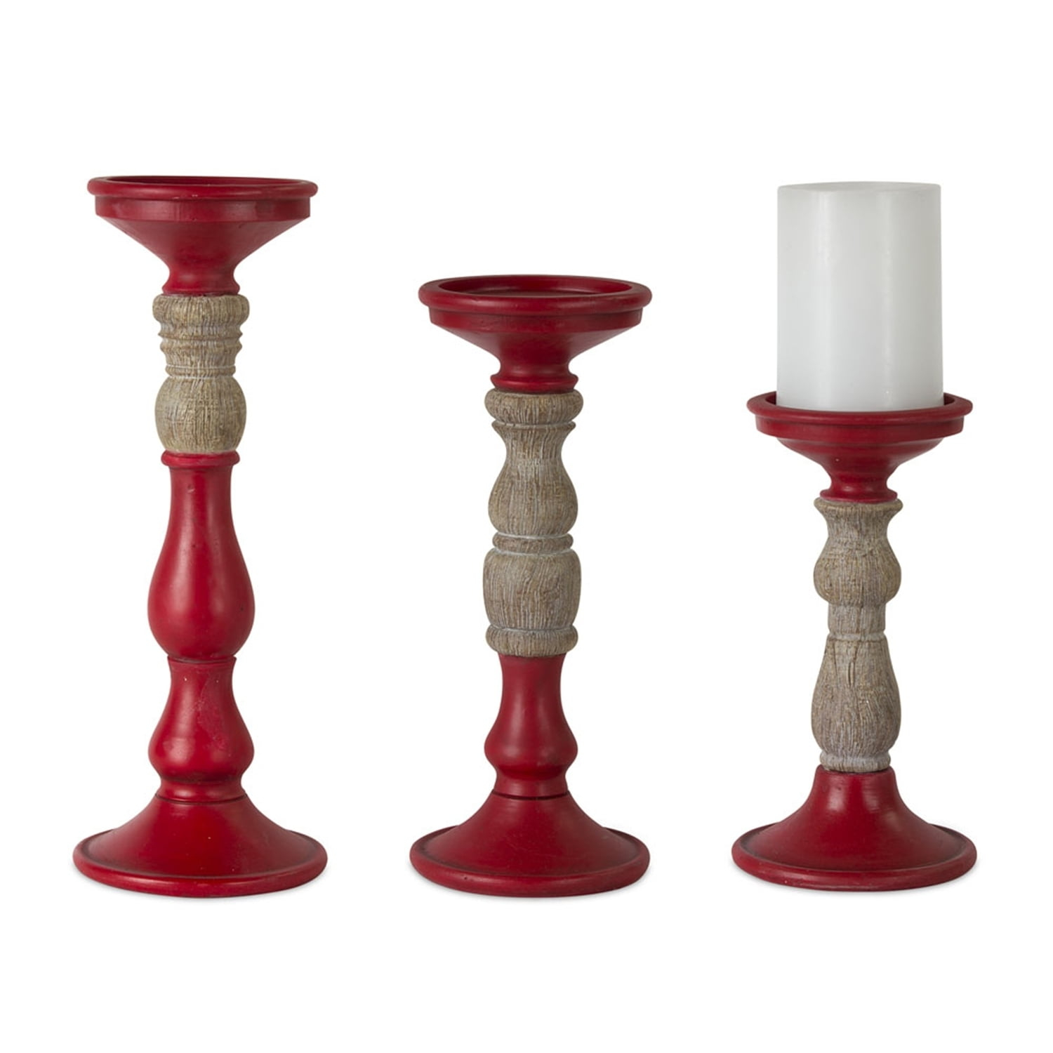 Melrose Candle Holder with Wood Accent (Set of 3)