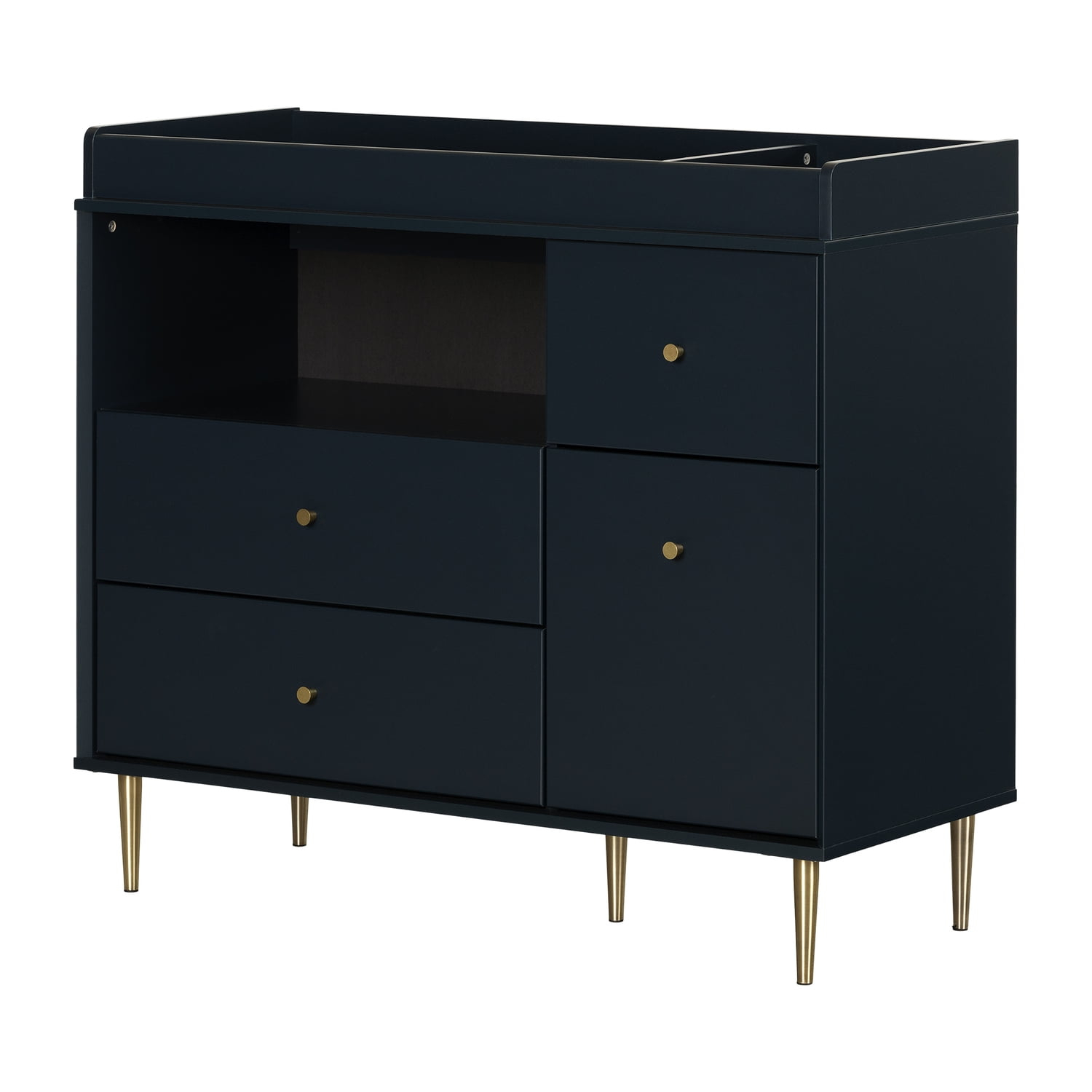 Maykoosh Rococo Radiance Changing Table With Drawers And Open Storage Navy Blue