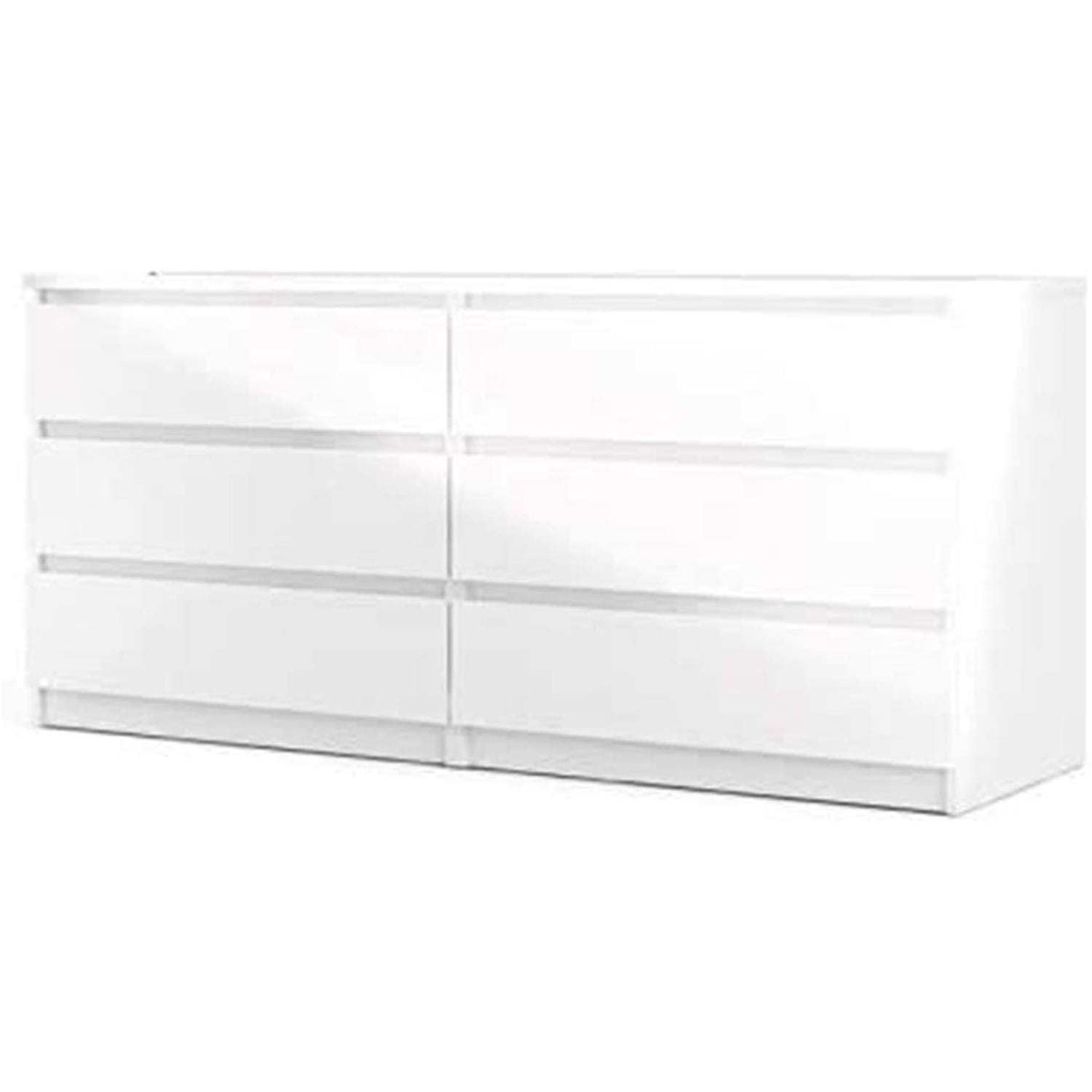 Tvilum Scottsdale 6 Drawer Double Dresser for Adults, White High Gloss