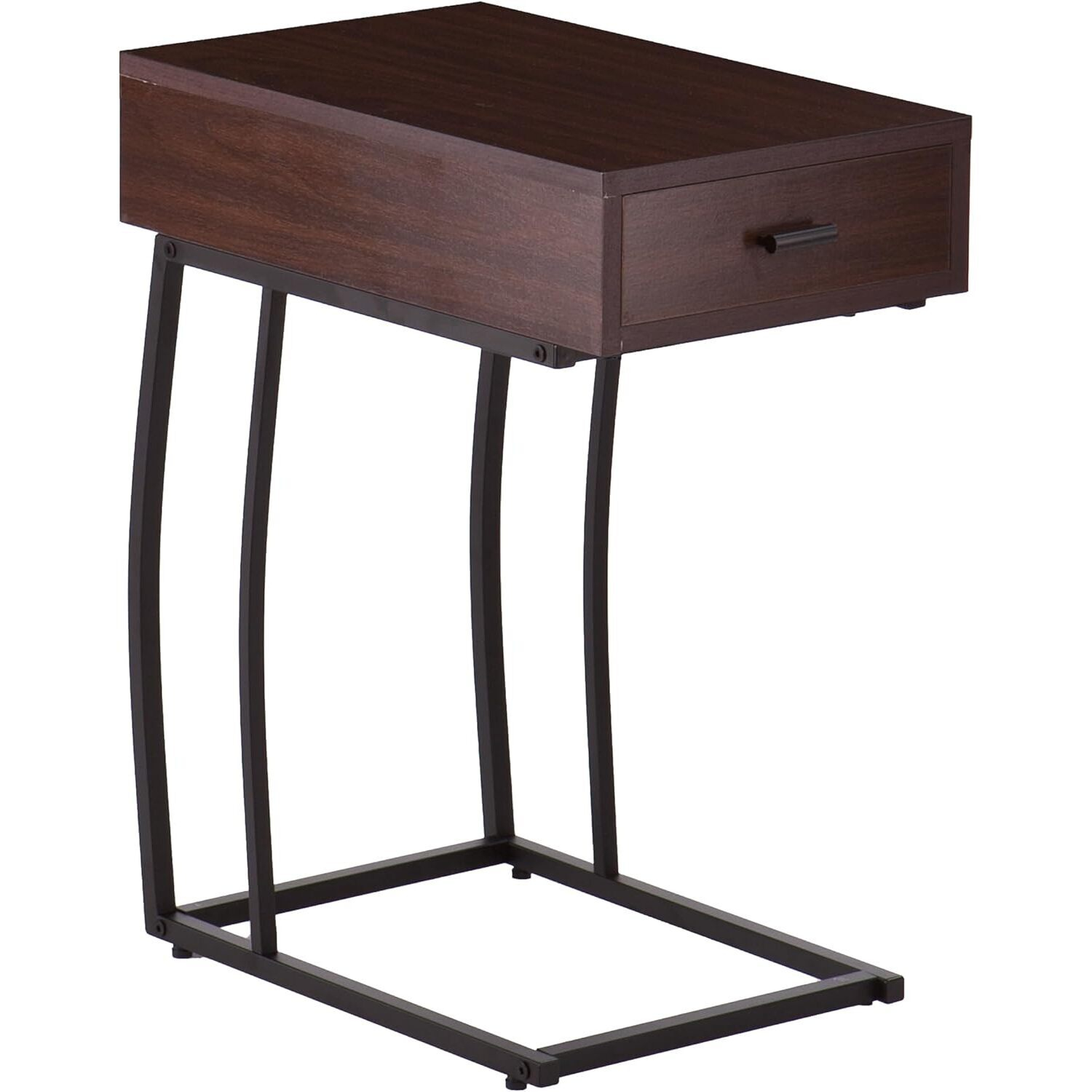 Maykoosh Sophisticated Simplicity Table Made With Black Powder-Coated Metal Tube, Particle Board And Polyvinyl Chloride Veneer, 3 Mm Wire, Ui Approved Plug, Usb Port, 12" W X 19.75" X 23.25" H