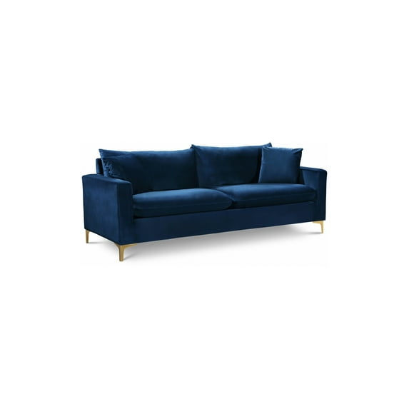 Meridian Furniture Naomi Contemporary Velvet Sofa in Navy