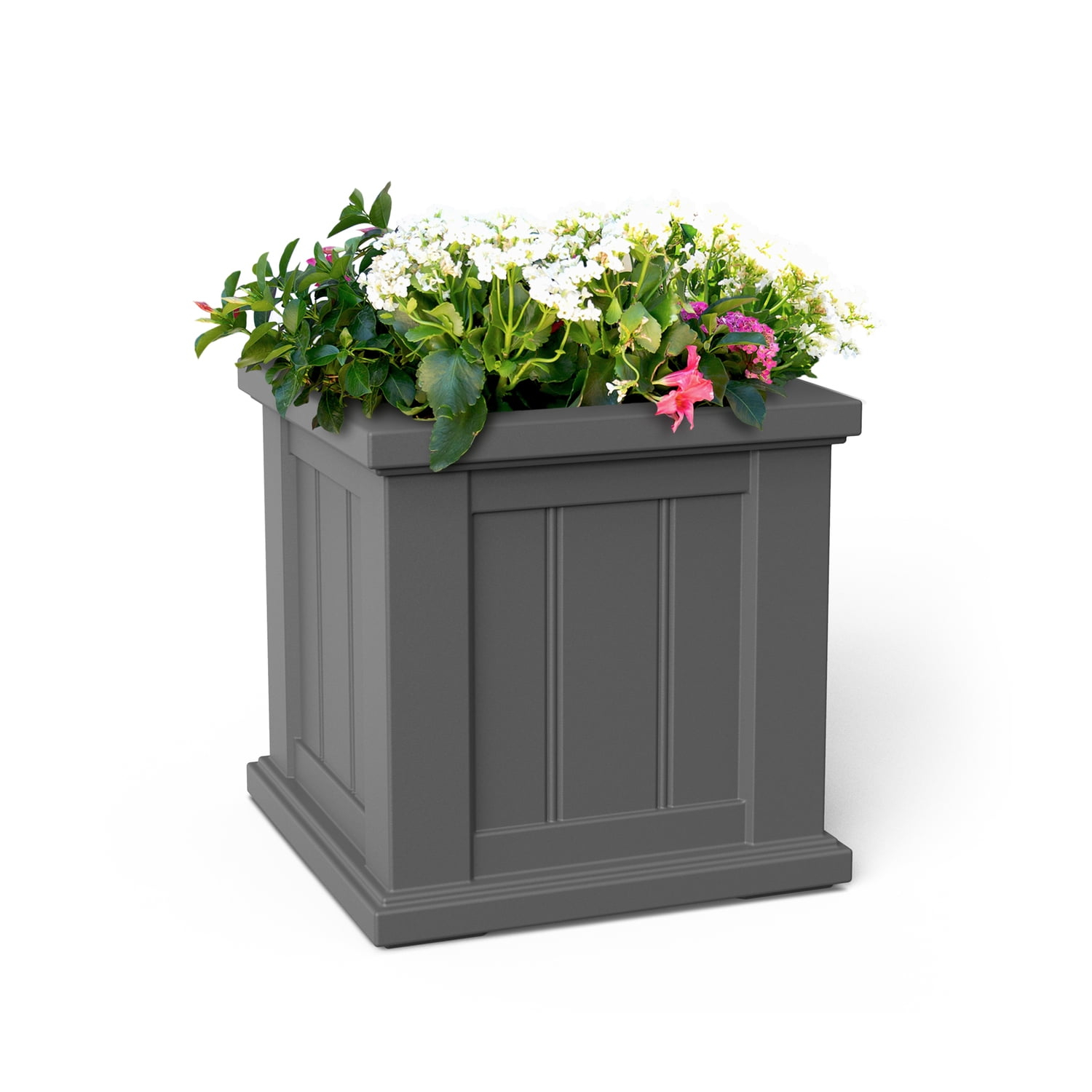 Mayne Cape Cod 14" x 14" x 14" Square Graphite Grey Self-Watering Polyethylene Planter