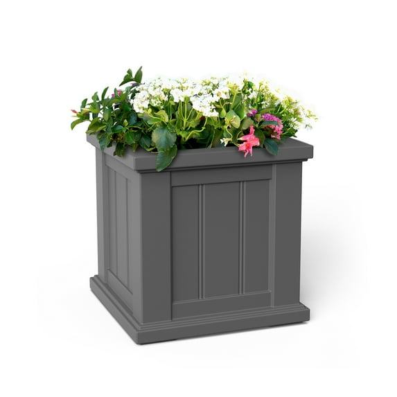 Mayne Cape Cod 14" x 14" x 14" Square Graphite Grey Self-Watering Polyethylene Planter