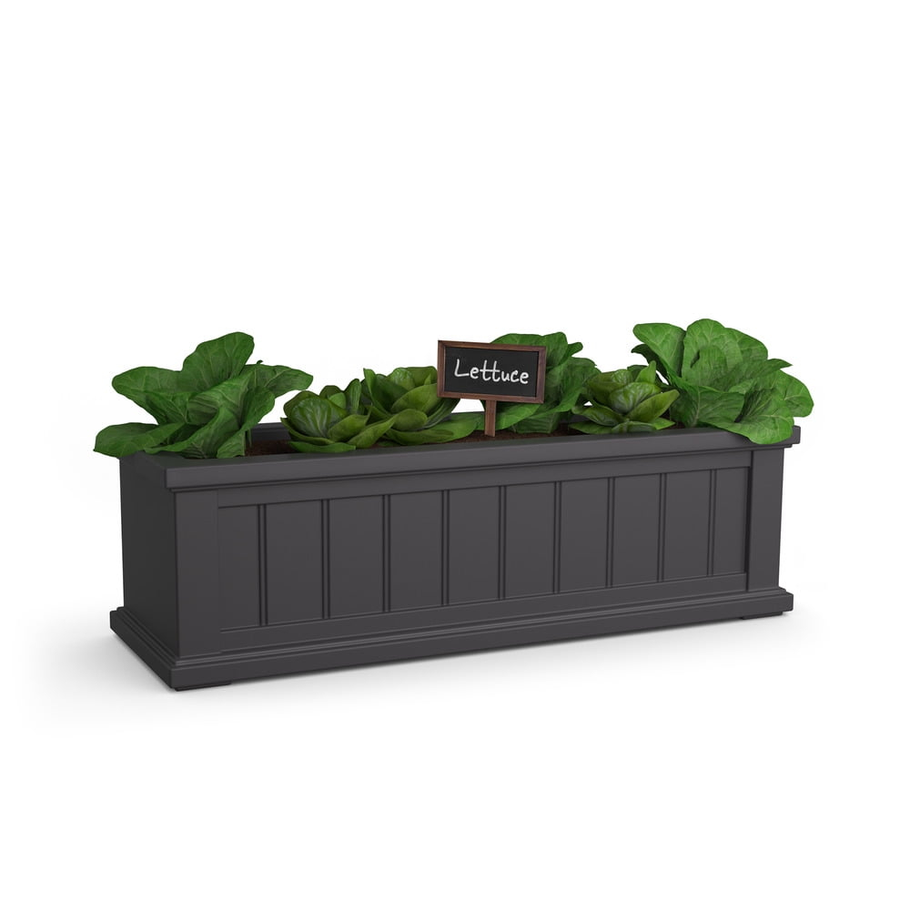 Mayne Cape Cod 36" x 11" x 10.8" Rectangle Graphite Grey Self-Watering Polyethylene Window Box Planter