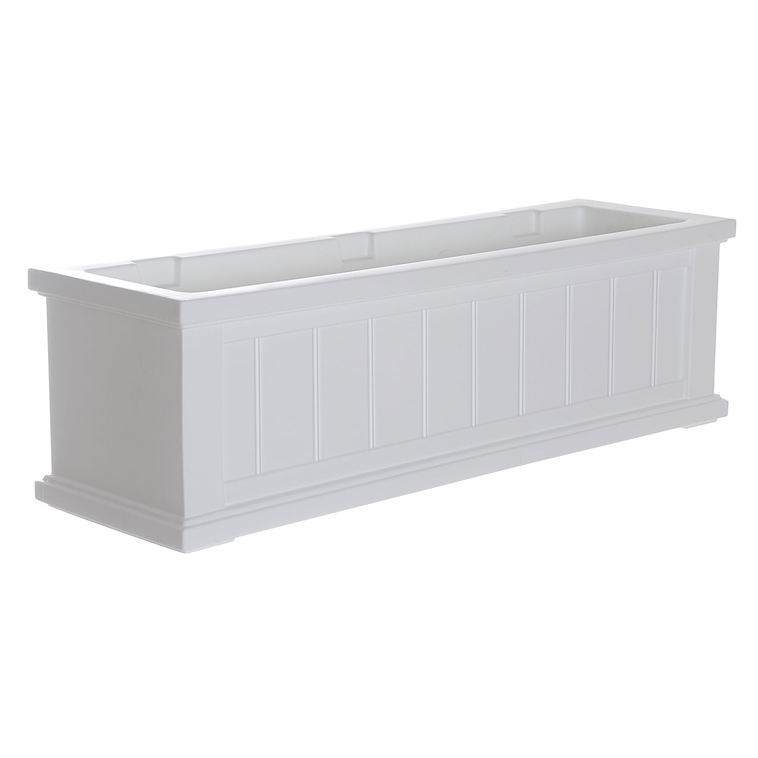 Mayne Cape Cod 36" x 11" x 10.8" Rectangle White Self-Watering Polyethylene Window Box Planter